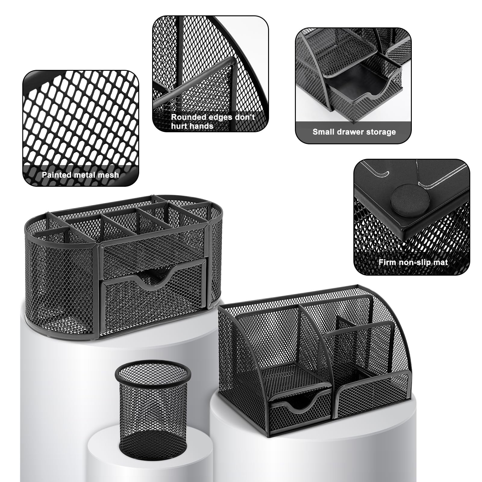 17 in 1 Black Desk Organizers and Accessories Set, 3 Office