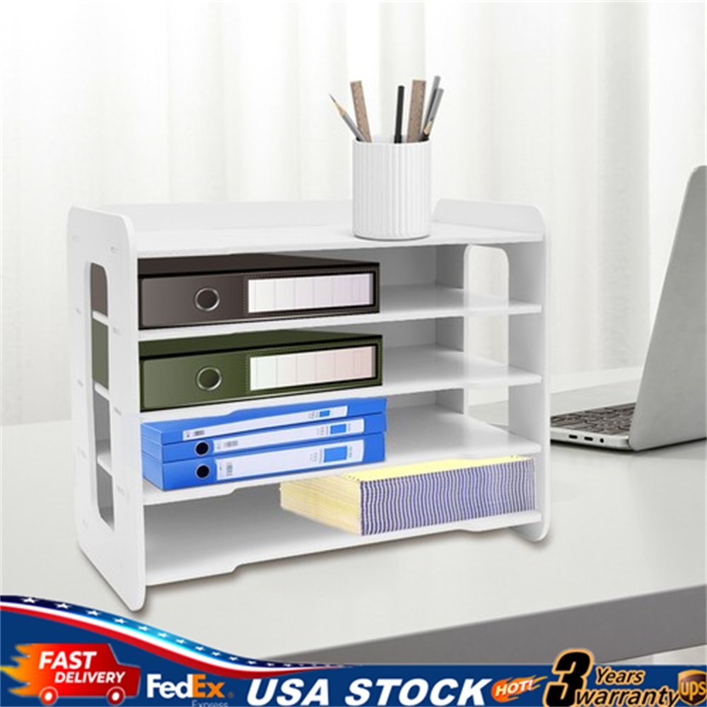 5 Tier Desktop Organizer Office Letter Document Storage Rack Book Paper Holder