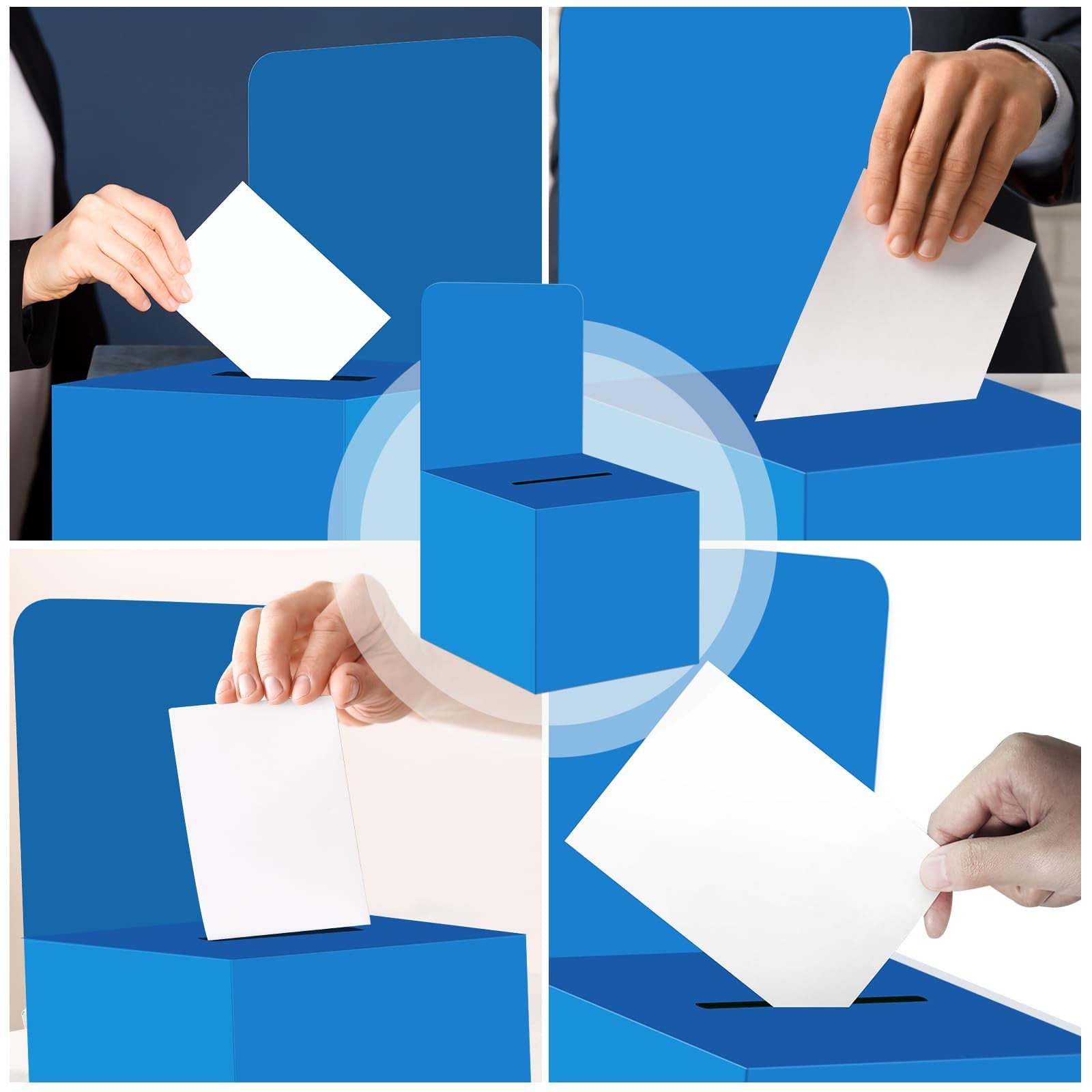 zzhxkjhky 6 Pack Raffle Boxes Ballot Box Suggestion with Slot, 6 x 6 Blue