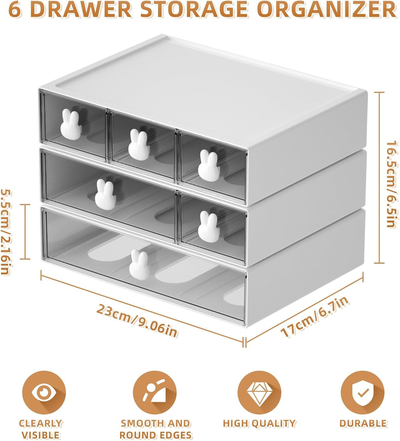 Desk Organizer with 6 Drawers, 3 Tier Stackable Storage Drawers Plastic …