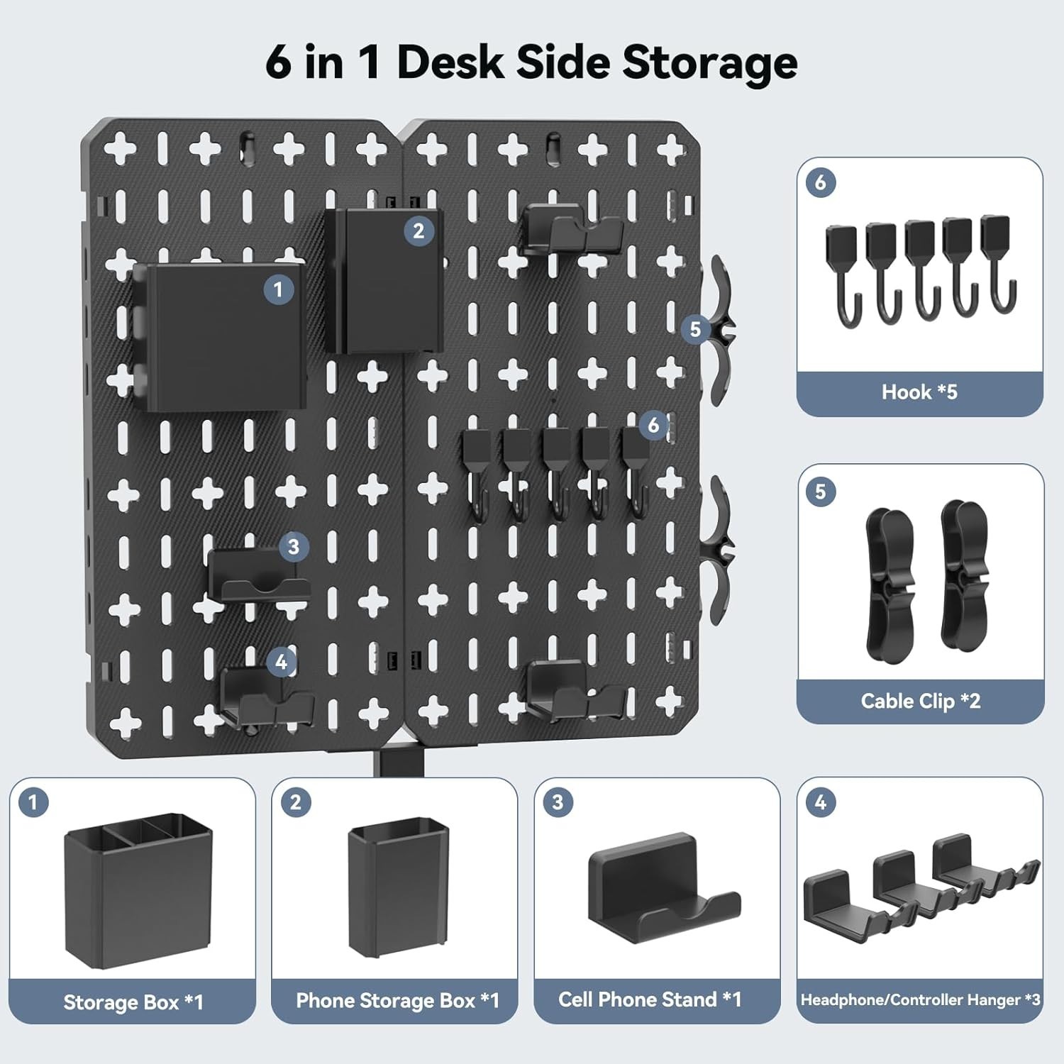 Customized Clamp-on Desk Organizer: 7-in-1 Storage with Adjustable Compartments