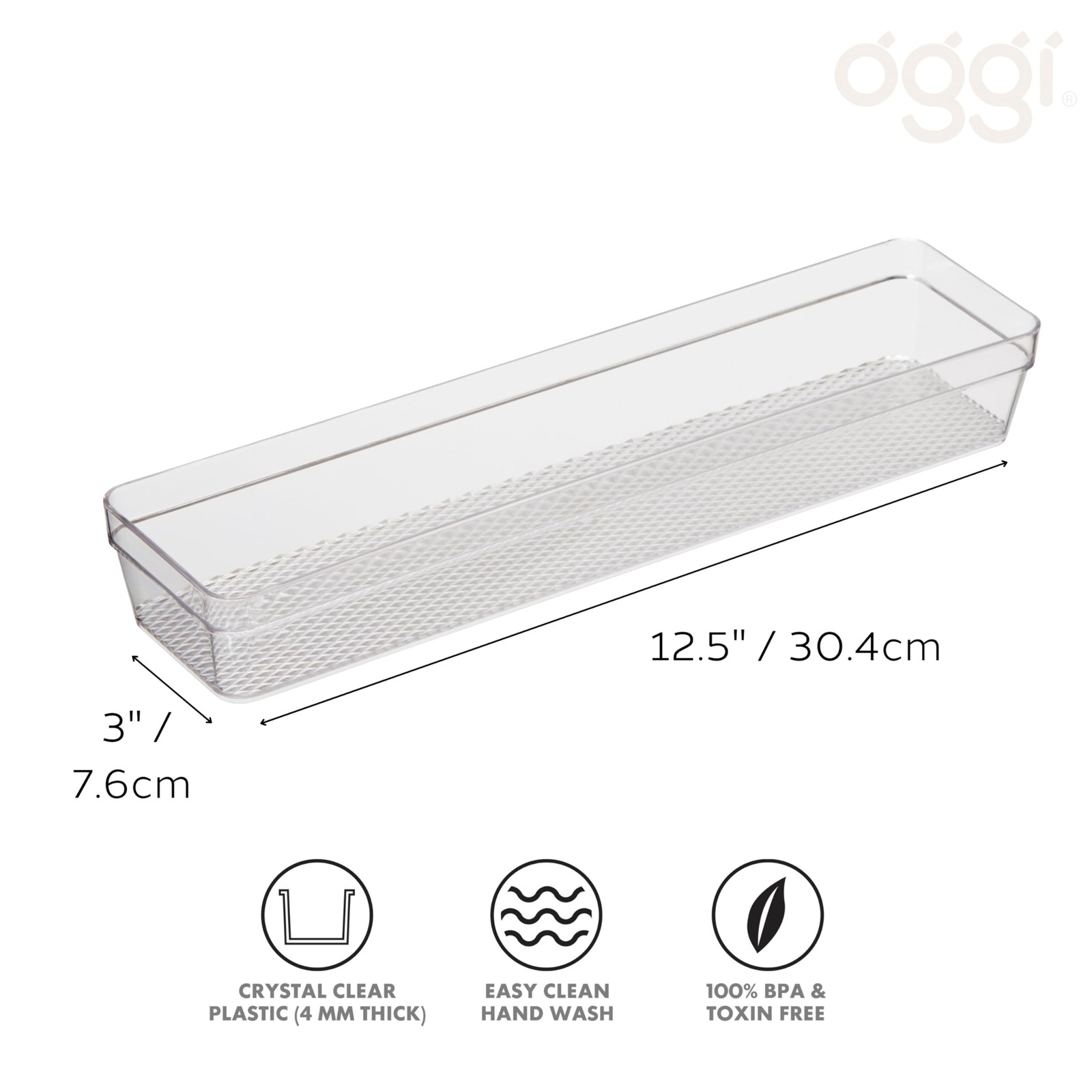 Oggi Clear Drawer Organizer – 3″ X 12.5″ – Ideal for by 12″,