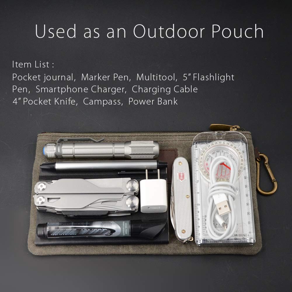 All Purpose Utility Zipper Pouch, EDC Organizer, Water Resistant, Durable Wax…