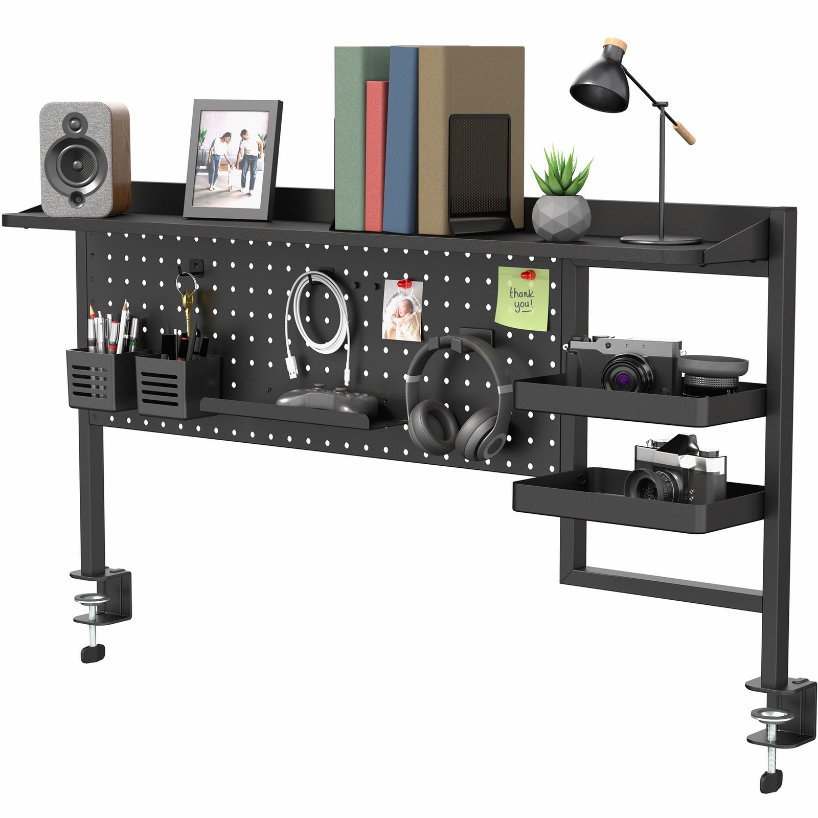 VIVO Steel Clamp-on 46 x 25 inch Desk Pegboard 45.7″ x 8.5″ x 24.6″, Black