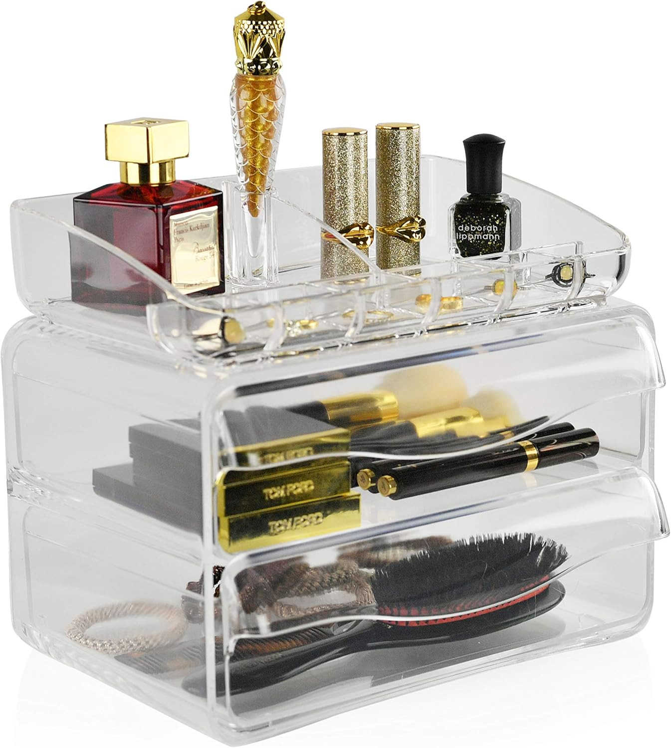 Acrylic 2-Drawer Organizer for Office Supplies or Makeup and Cosmetics