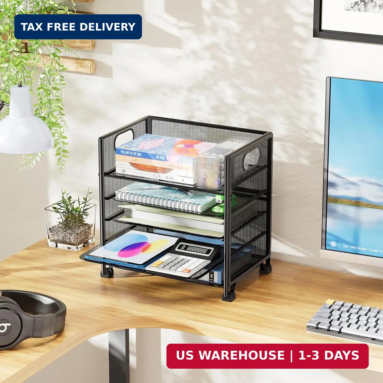 Simple Trending 5-Tier Paper Organizer for Desk- Letter Tray & File Holder with