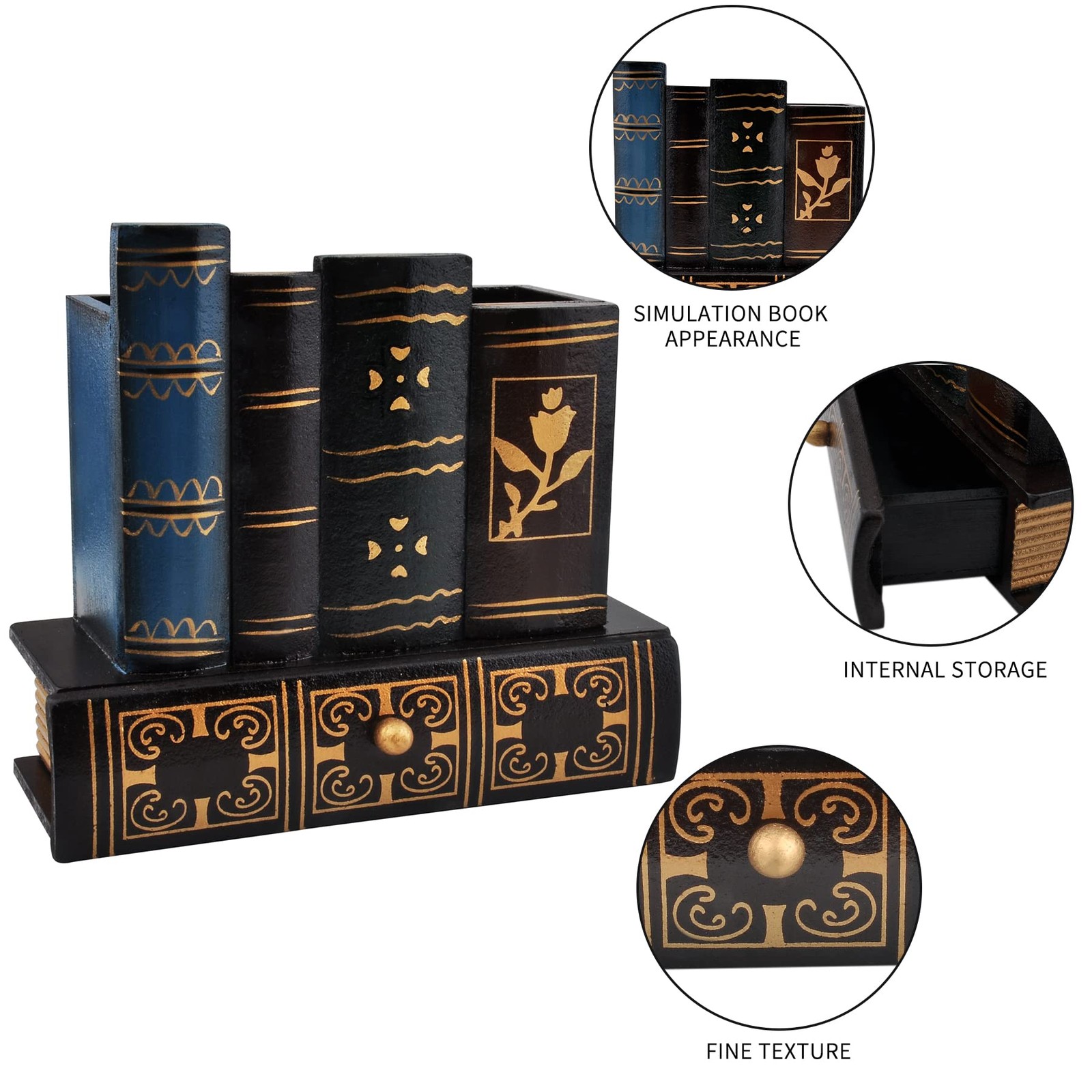 POWER UNICO FLOWER Vintage Book Pen Holder Retro Desk Organizer with 116