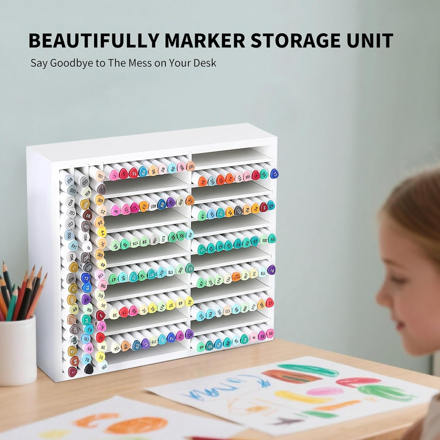 Wooden Marker Storage Organizer,Holds 270 Markers,Pens,Pencils & Art Supplies,Ve