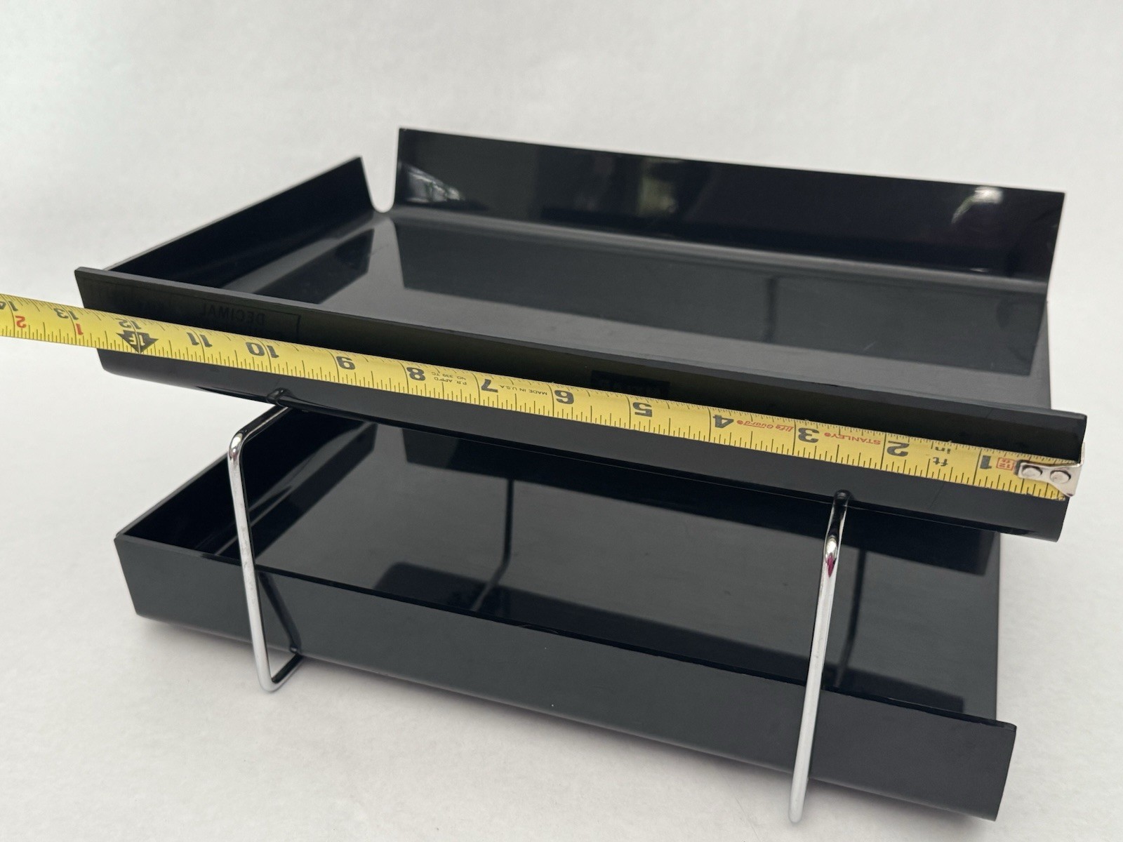 Vintage Plastic Chrome Steel Duk-It McDonald Design MCM Black Letter Paper Trays