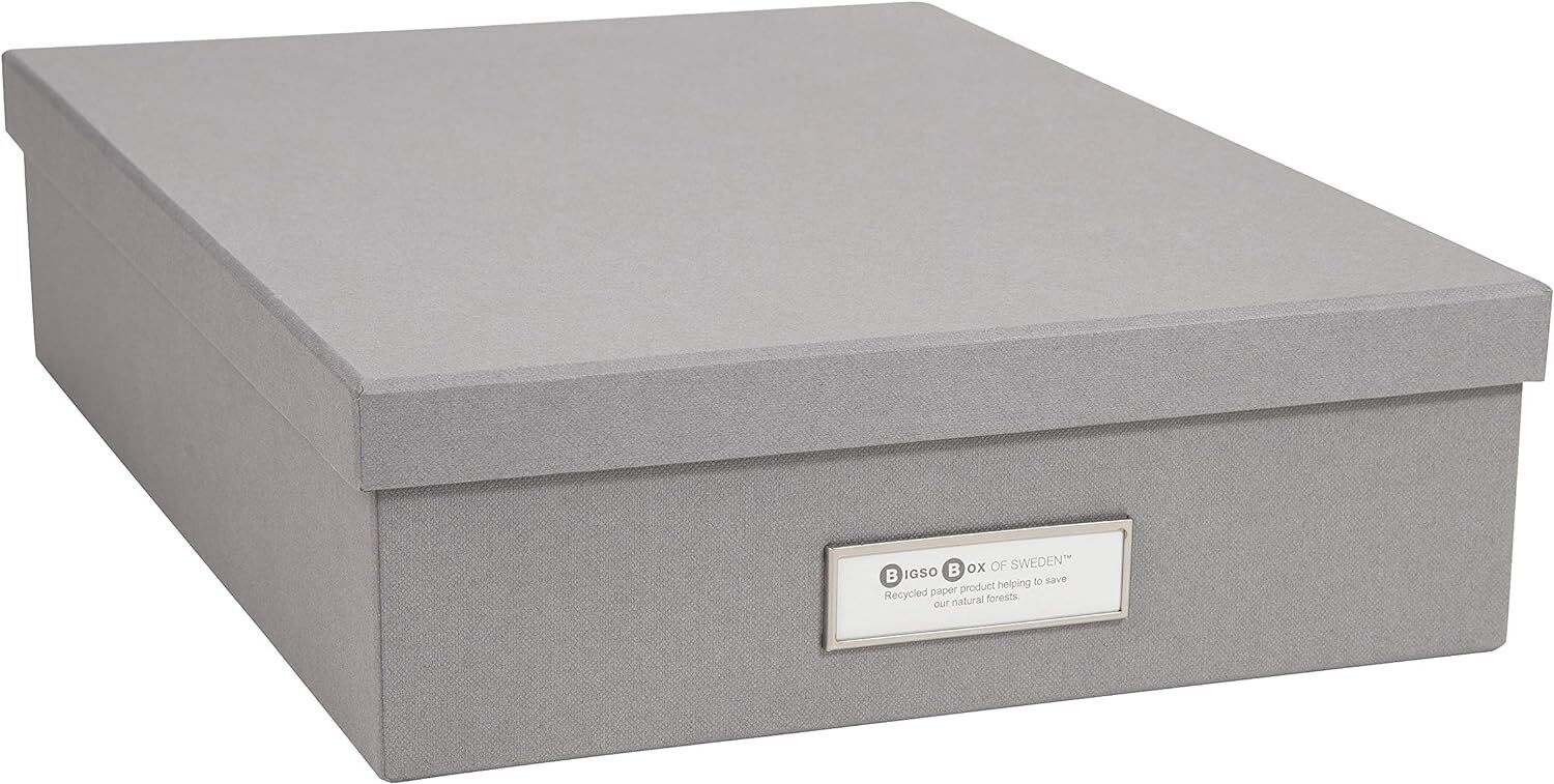 Bigso Oskar Fiberboard Label Frame Document Letter Box | Dark Grey