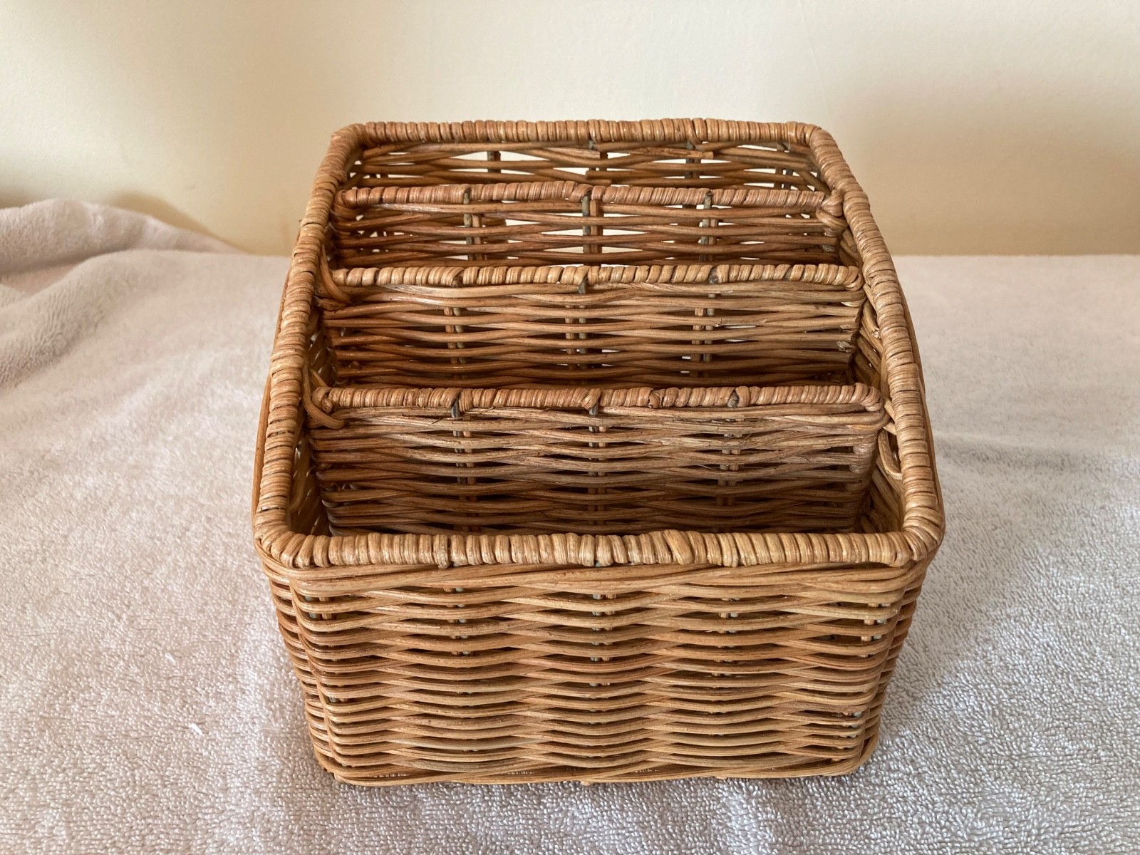 Hold Everything Wicker Letter Holder Organizer 4 sections Made in Philippines