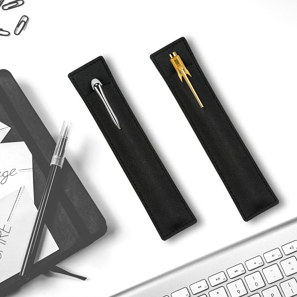 3 Pack Leather Pen Sleeve Holder Black