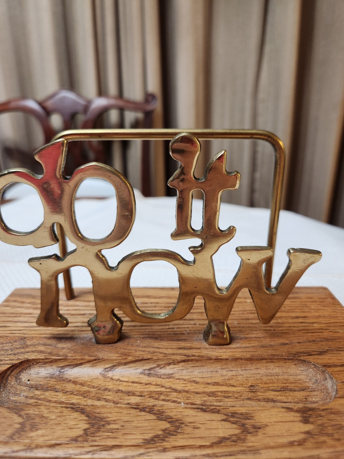 “Do It Now” Brass On Wood Letter Organizer