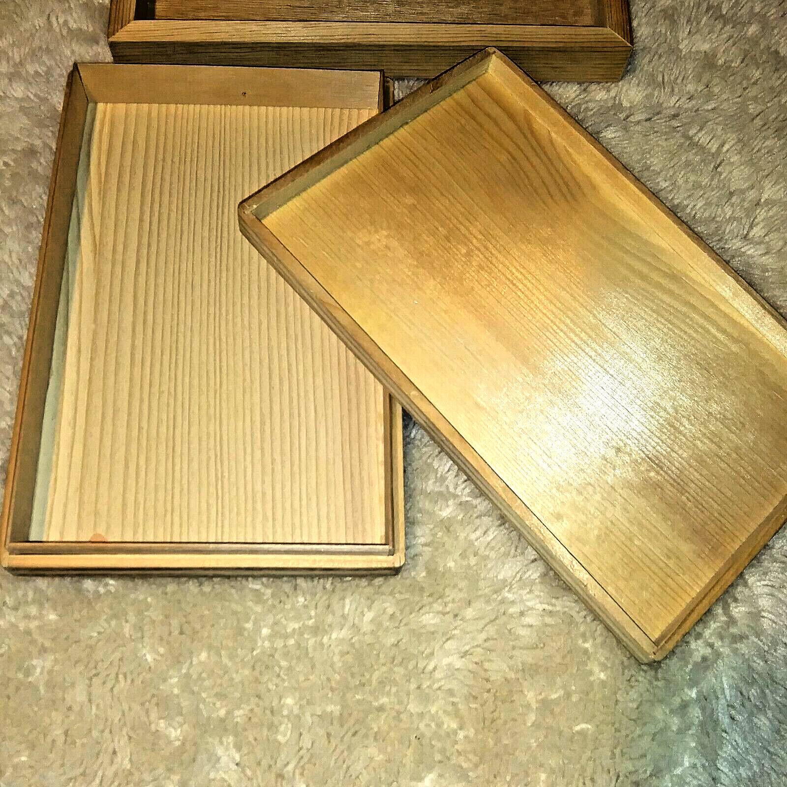 two natural wood hand made Rectangle Storage trinket Box