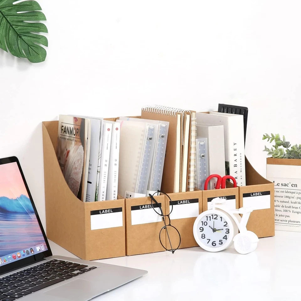 Foldable Desk File Holder Organizer Sturdy Cardboard Magazine Storage Box Docume