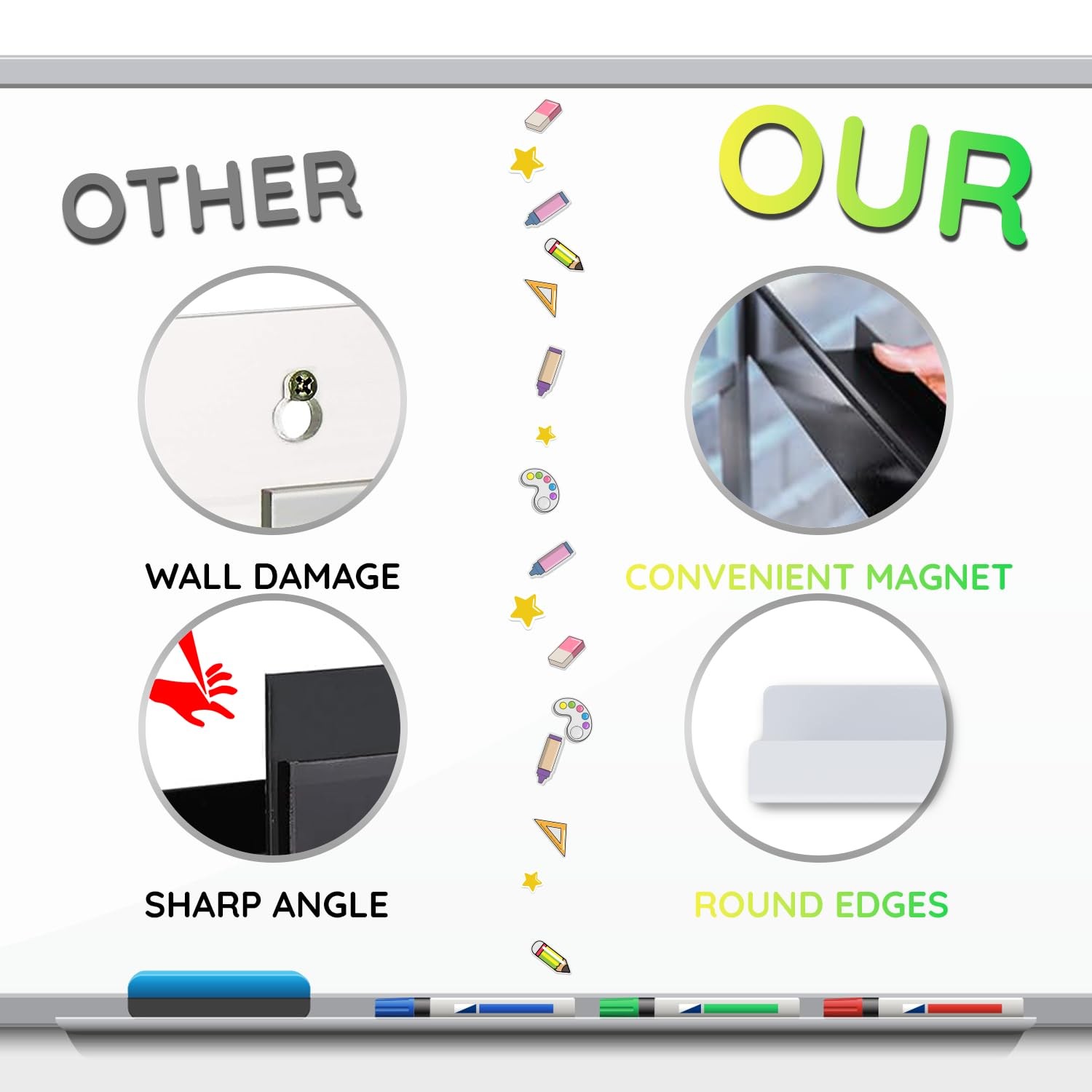 2 Pcs Magnetic Book Holder for Whiteboard Office Classroom Supplies