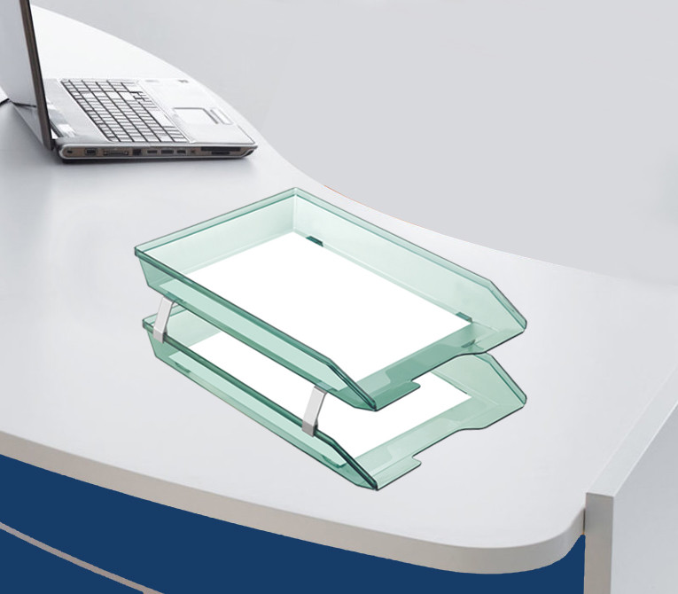 Acrimet Facility 2 Tiers Double Letter Tray Front Loading Design (Clear Green)