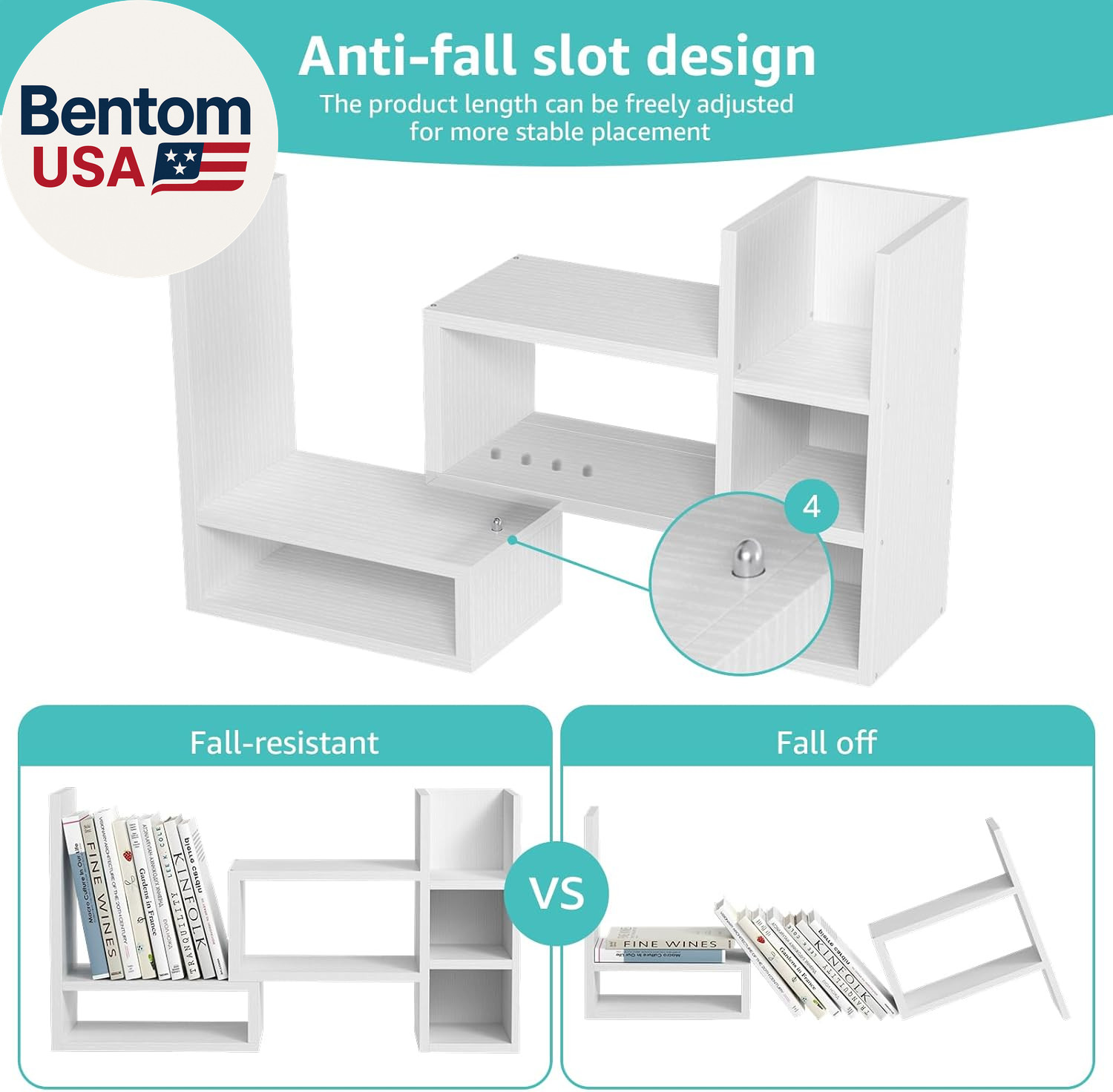 Desk Shelves Desktop Organizer Shlef – White Office Organization for Top of Desk