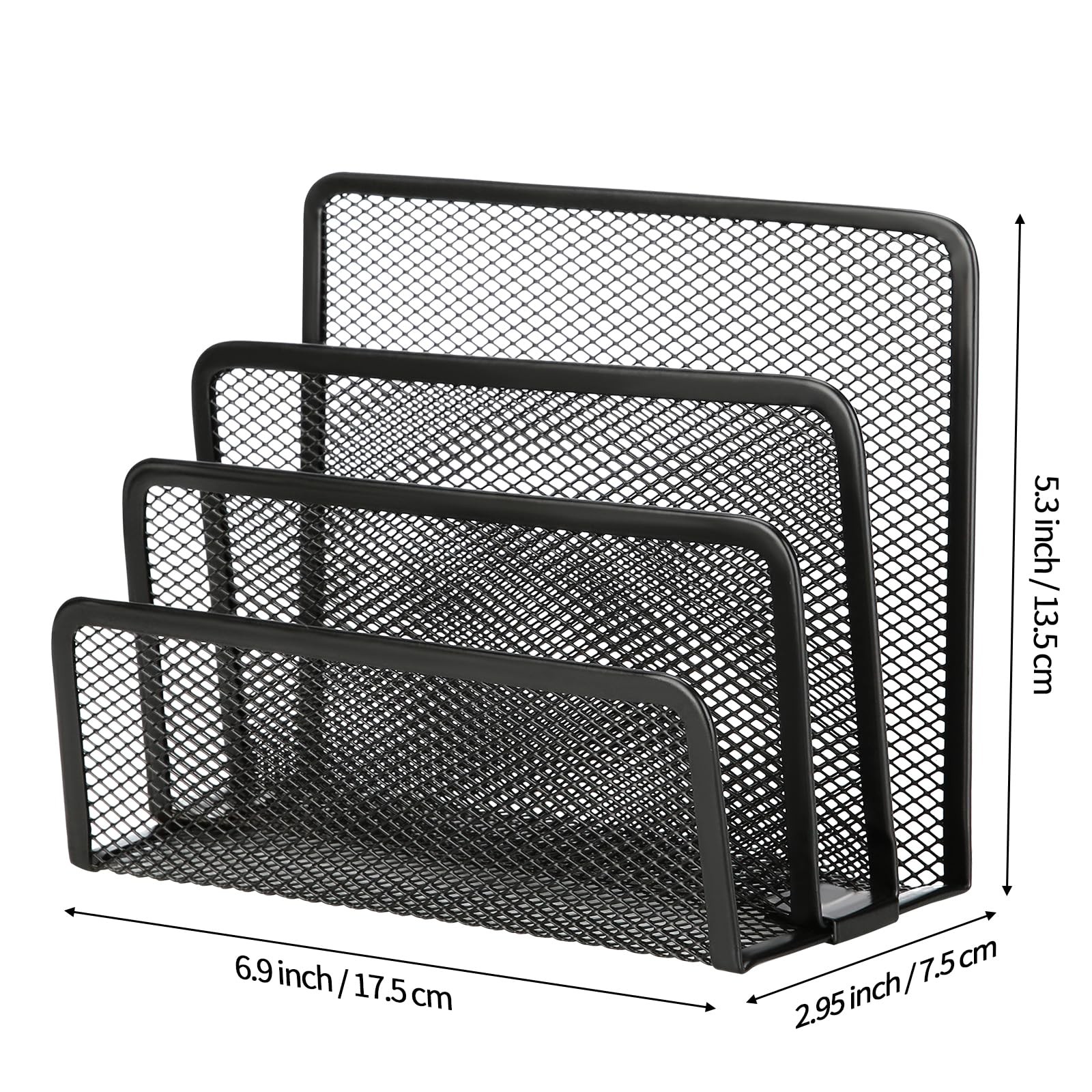 2 Pieces Desk Mail Organizer, Metal 6.9″ W x 2.95″ D x 5.3″ H, BLACK-2PCS