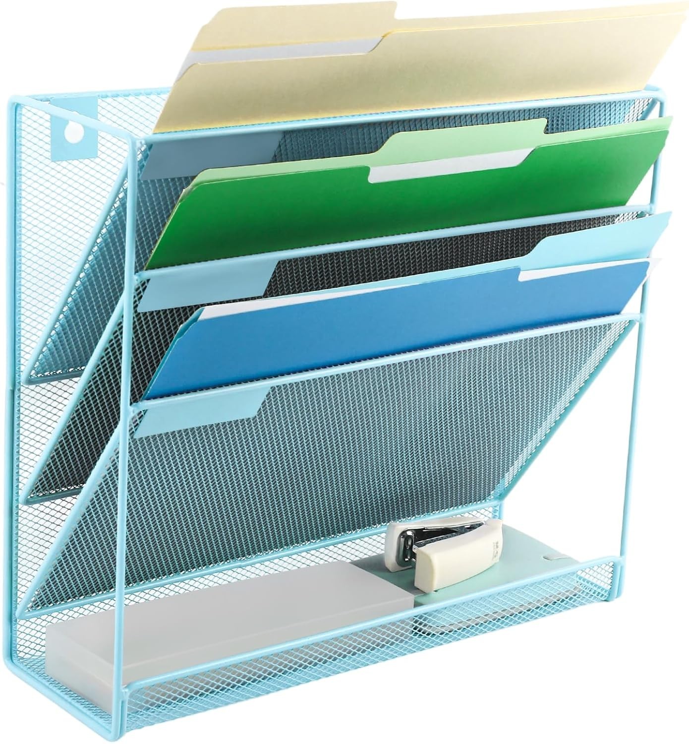 Desk File Organizer Mesh 4-Tier Hanging Wall Mount Document Organization Stand