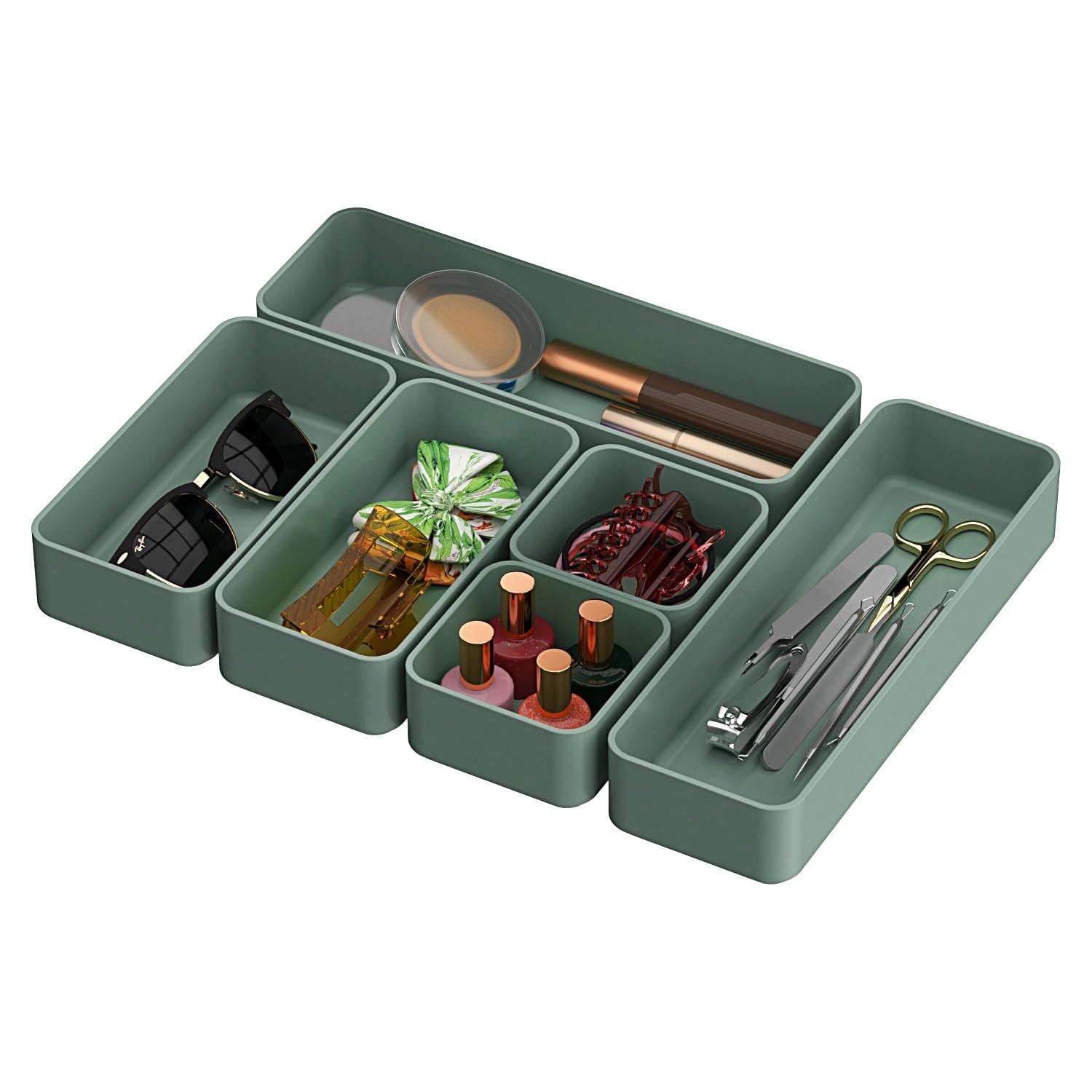 CHANCETSUI 6 PCS Stackable Drawer Organizers Set, Versatile Desk and Green