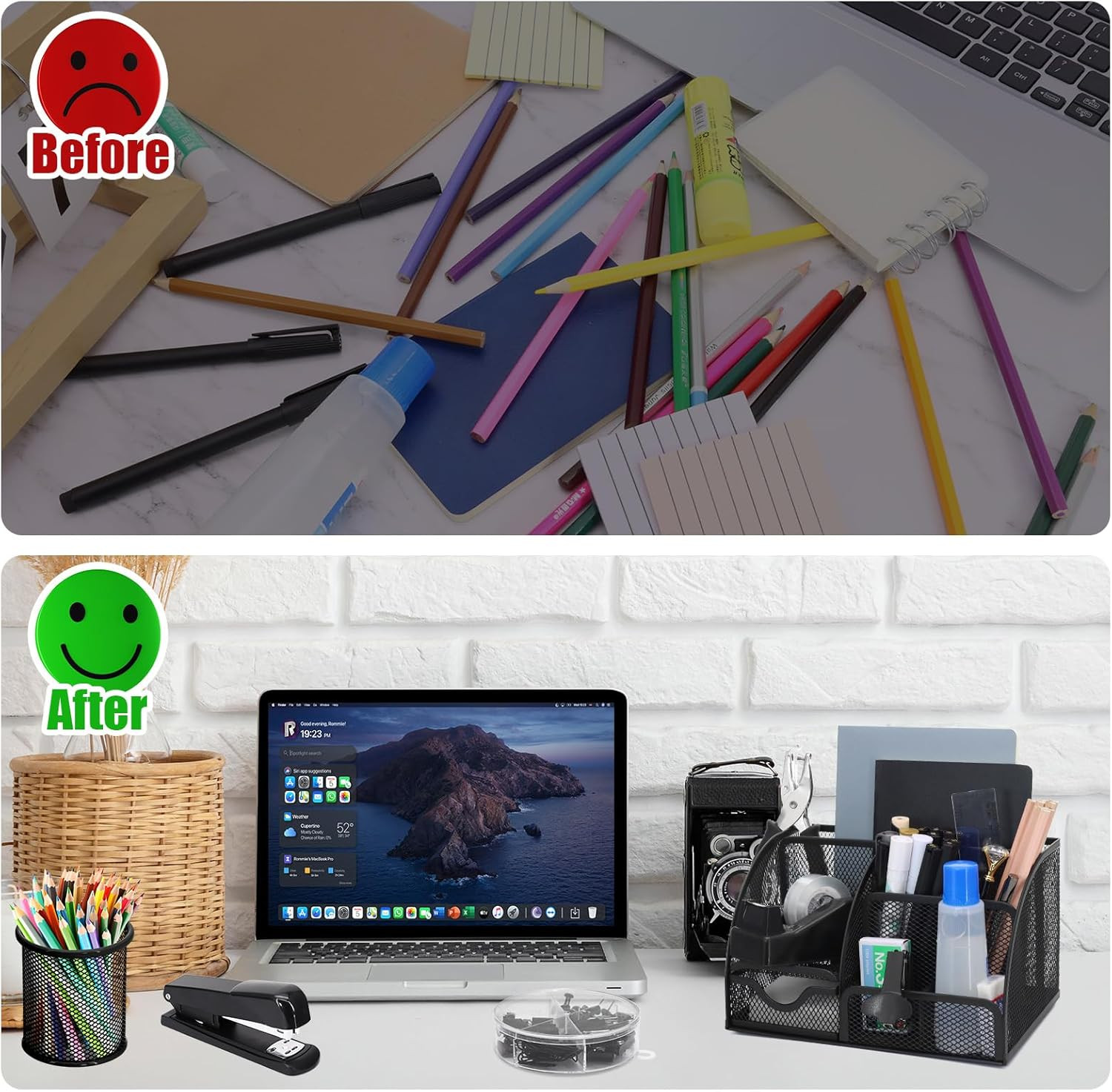 13-In-1 Office Desk Organizer Set with Stapler and Tape Dispenser, Pen Holder, S