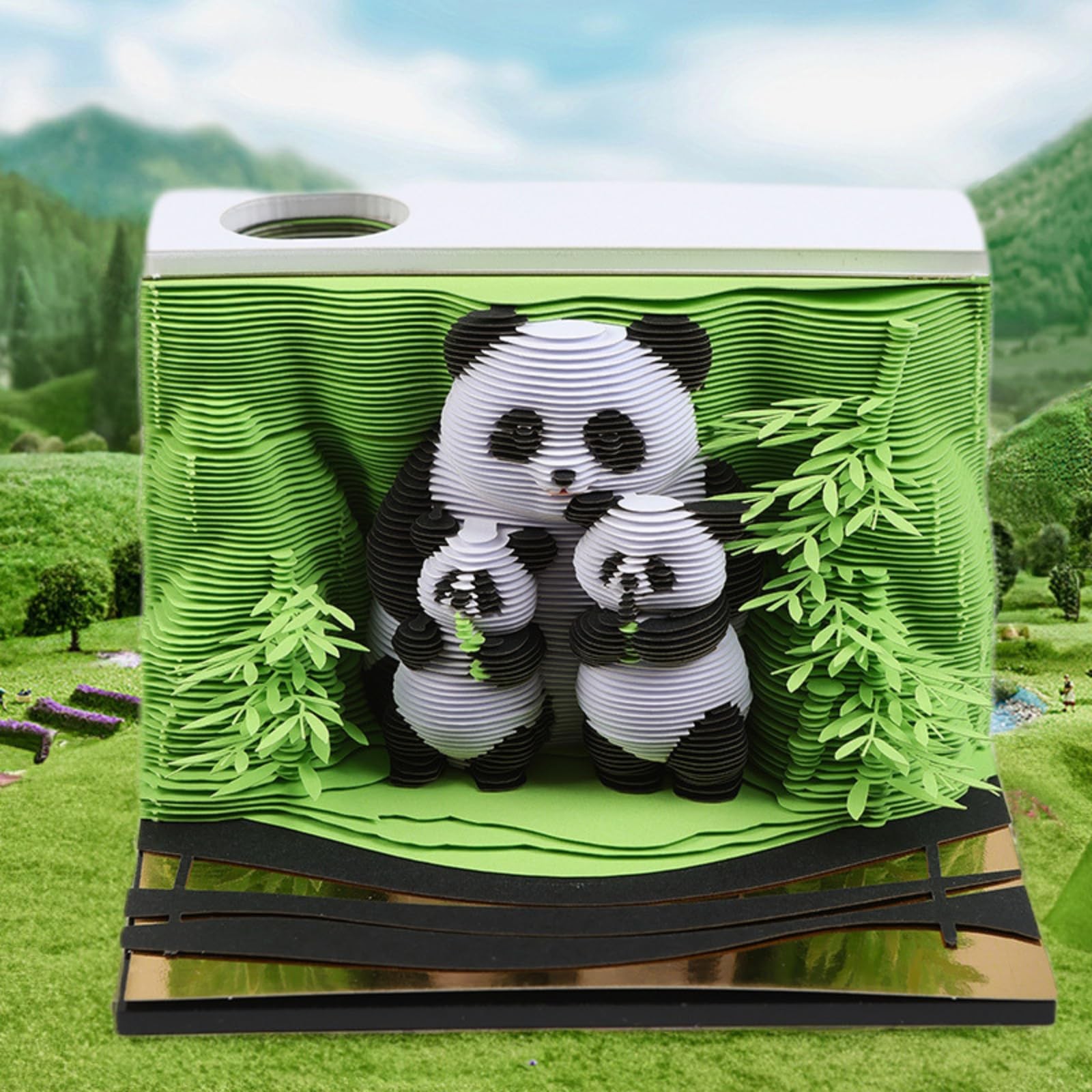 3D Calendar 2026, Panda Family Time Piece Calendar 2026, Daily Tear-Off Memo Pad