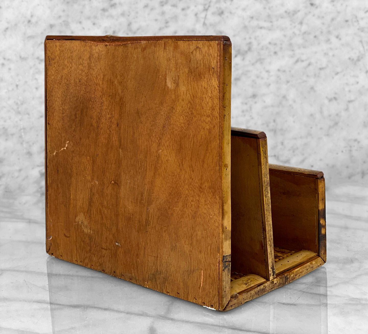 Vintage Coastal Boho Rattan Bamboo Letter Holder Desk Organizer
