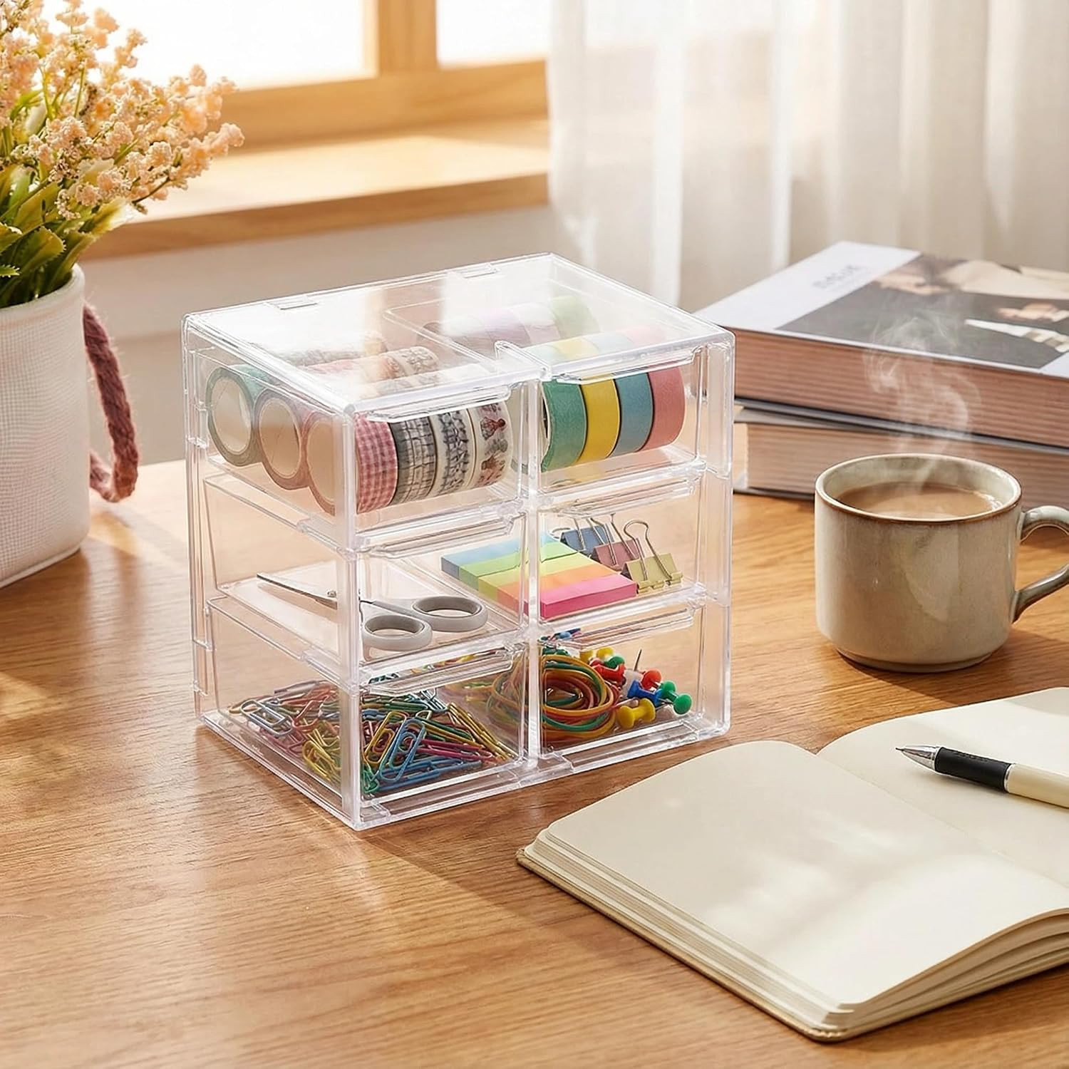 Acrylic Drawer Organizer, Clear Desk Organizer with Drawer, Plastic Stackable St