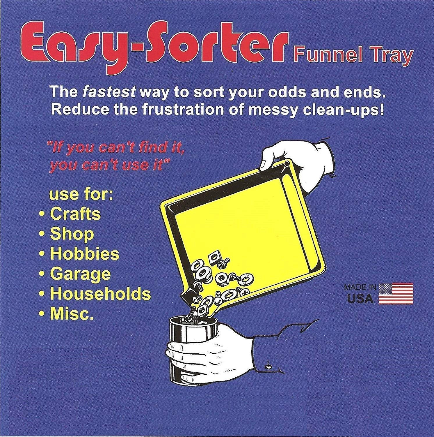 Easy Sorter Funnel Tray 9.5 X 9.5 X 1.5 Inches (3-Pack) Yellow