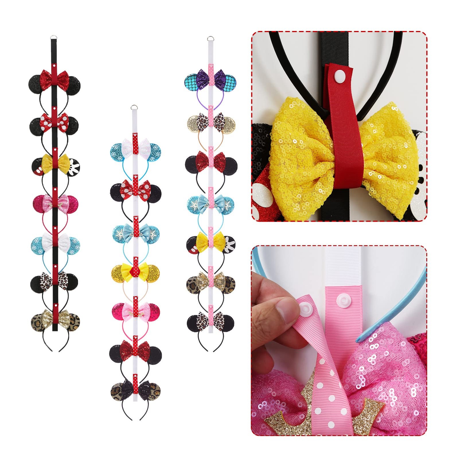 3Pcs Mouse Ears Headband Holder Headpiece Hanger 3PCS,