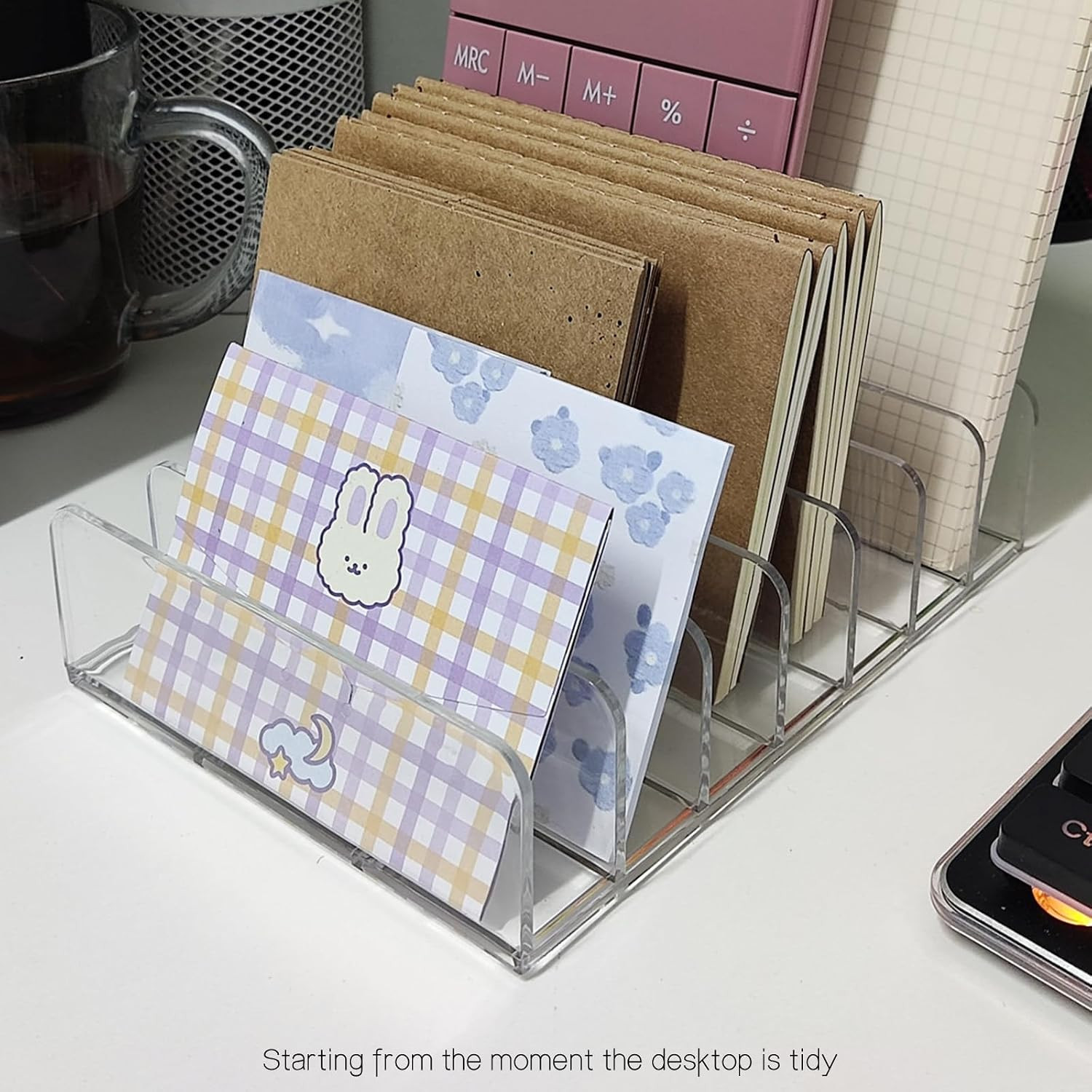 Acrylic Mail Organizer – 2 Pcs CD Holder with 7 Compartments, 7 X 5 X 1.57 Trans