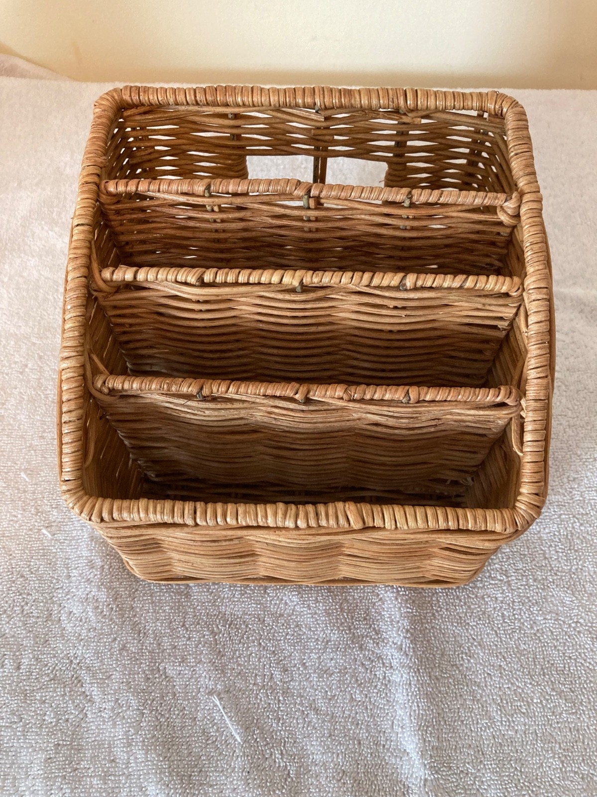 Hold Everything Wicker Letter Holder Organizer 4 sections Made in Philippines