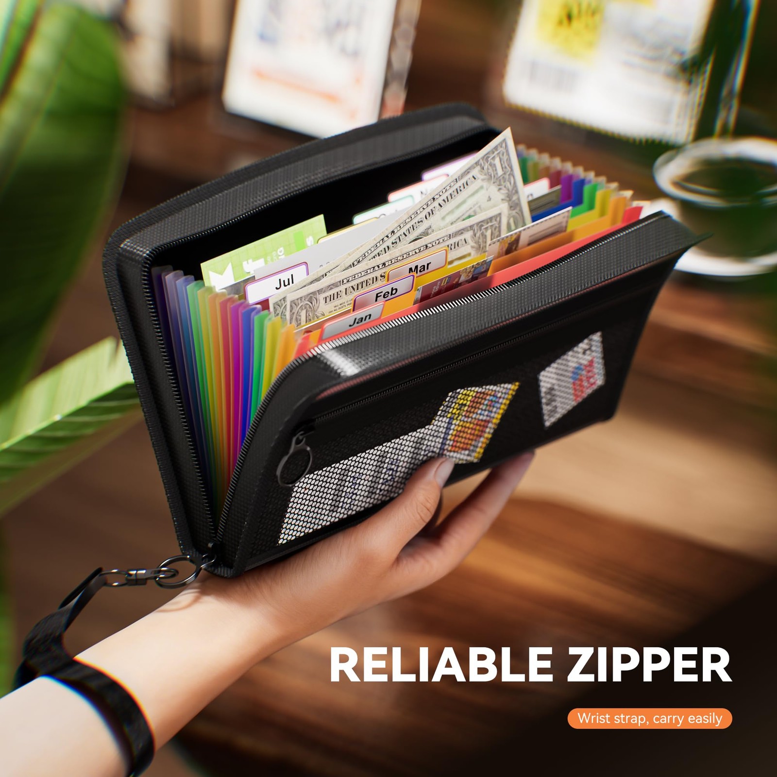 ThinkTex Receipt Coupon Organizer, 12 Pockets Small Accordion File Black