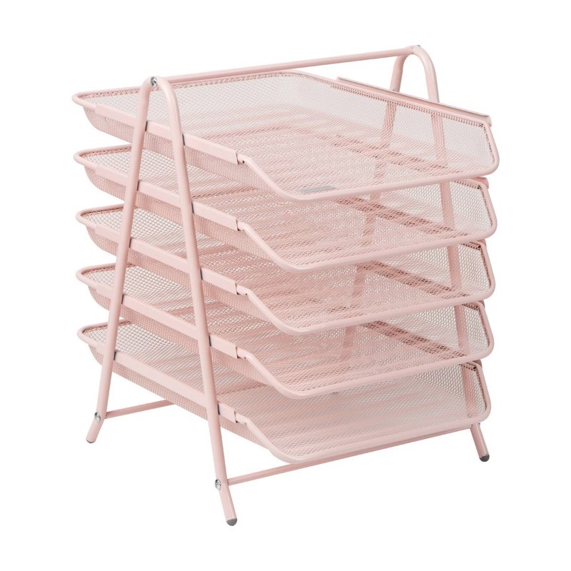 5-Tier Paper Tray, Desktop Organizer, File Storage, Office, Metal Mesh