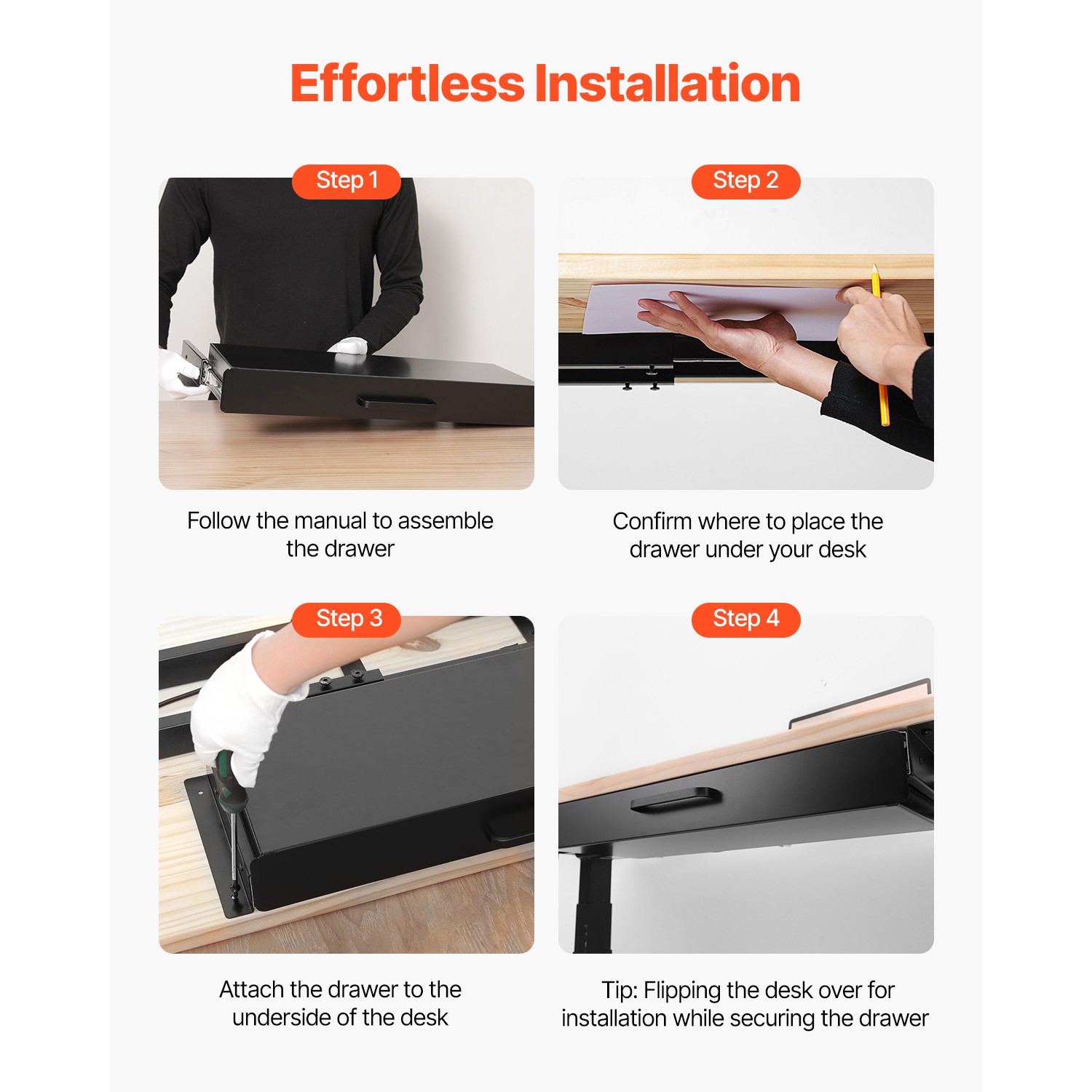 Uimoso 22 in Slide-Out Under Desk Drawer Organizer for Home and Office Use