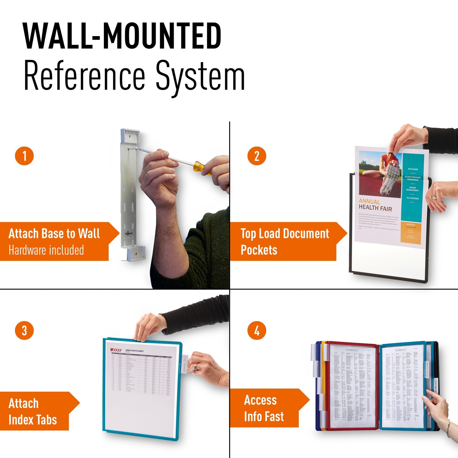 Wall Mounted Reference System, 10 Double-Sided Panels, Letter-Size, Assorted Col