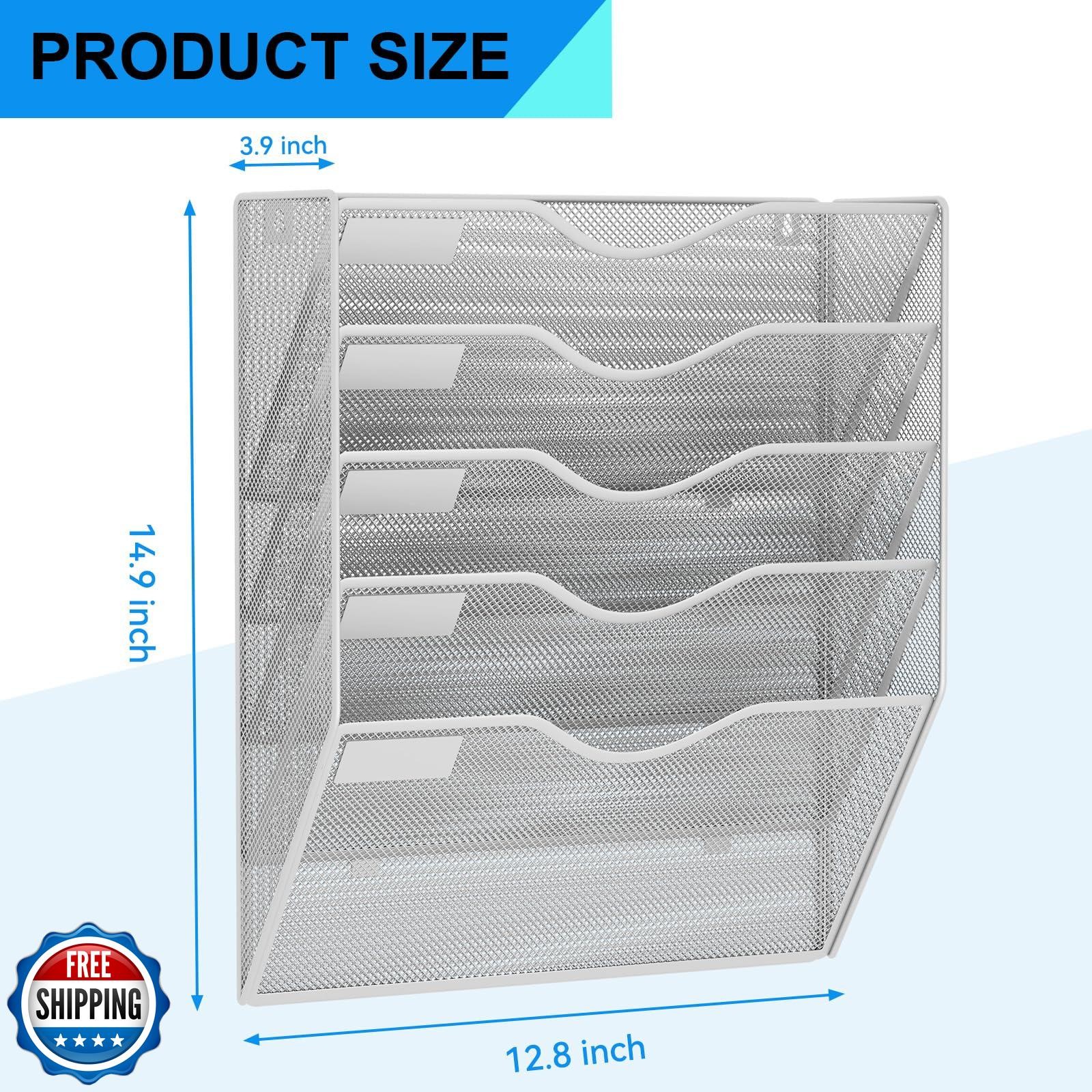 GDINDINFAN 5 Pockets Mesh Hanging Wall File Holder Organizer Wall Mounted Pap