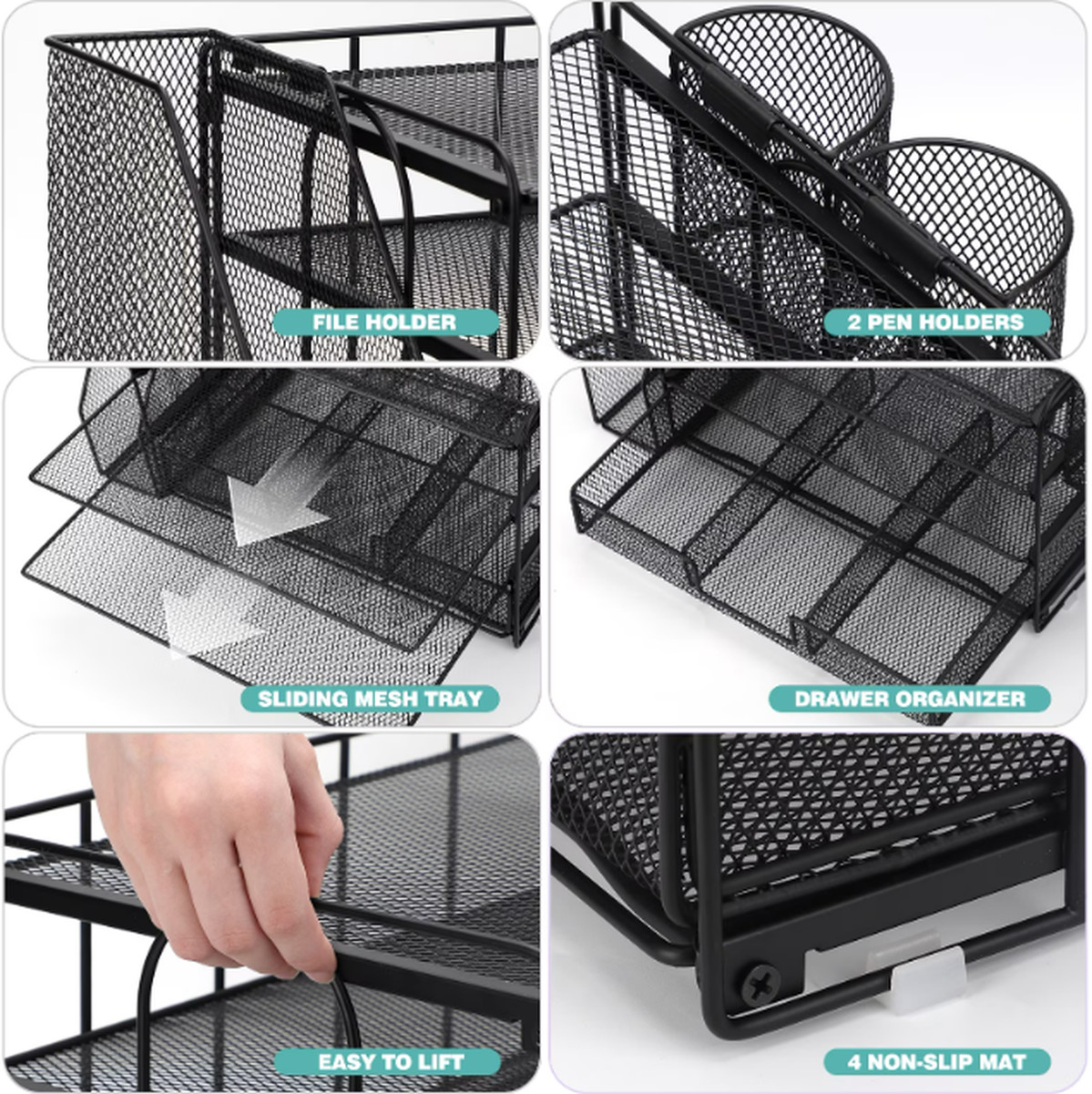 Livhil Desktop Organizer 4-Tier Desk Organizers Sets and Storage, File Organizer