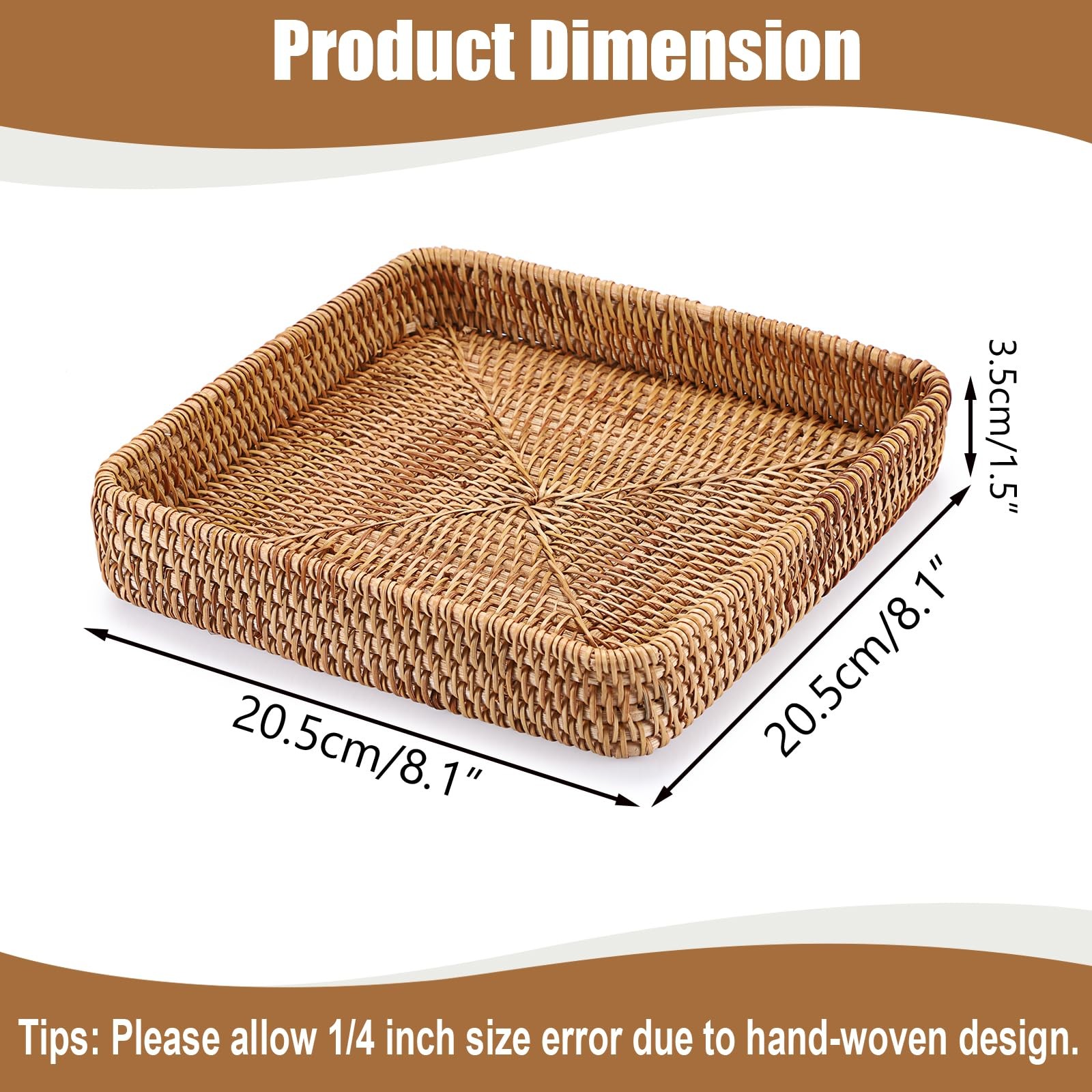 Small Remote Basket for Coffee Table Entryway Living Room Rattan Serving Tray…