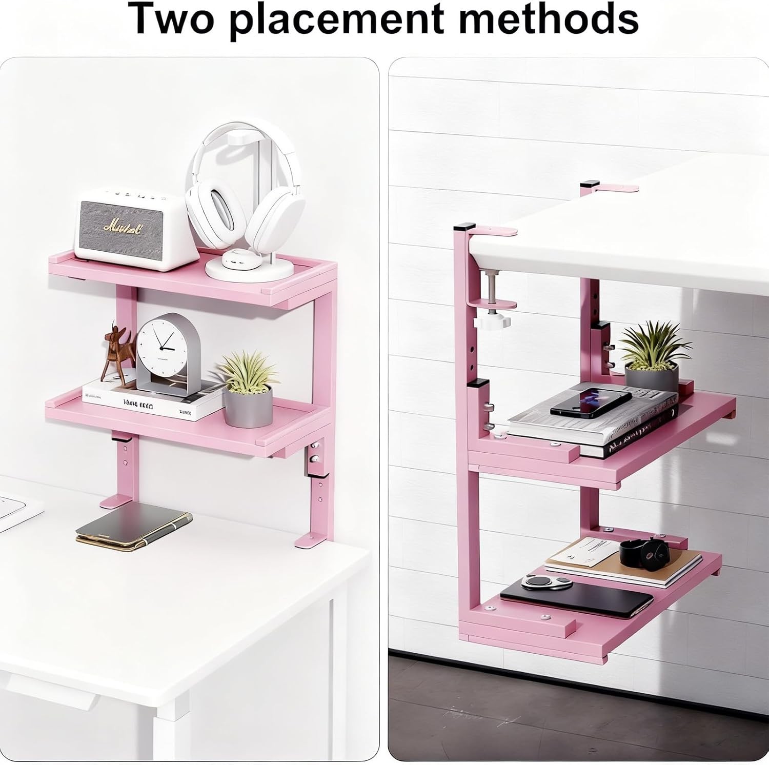 clamp on Desk Shelf Office Desk Shelves Organizer Wood Desktop Supplies New