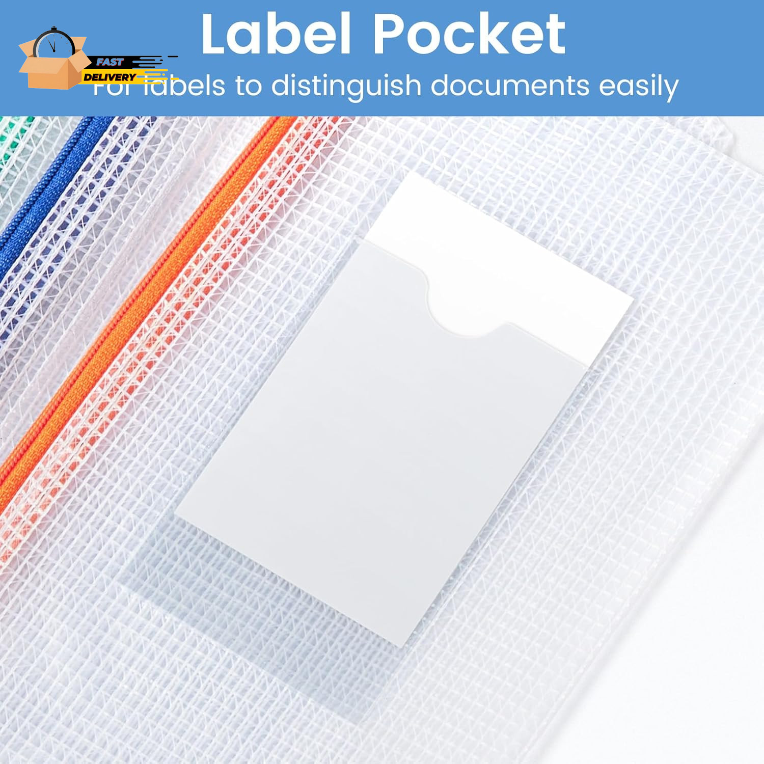 24 Pack Mesh Zipper Pouch Bags with Label Pocket, A6 (9.1×4.7 In) Small Pencil