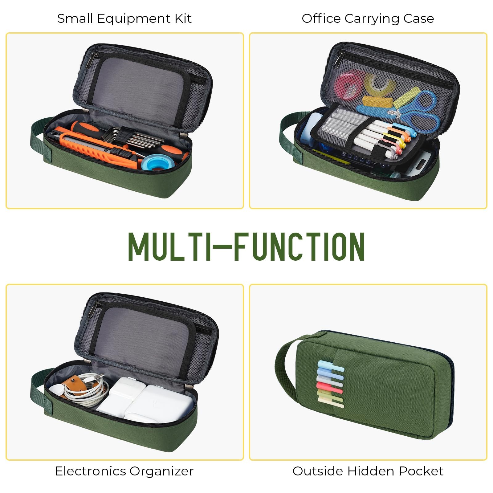 Large Capacity Pencil Case with Hidden Pocket, 1200D Oxford Fabric Zipper Pen…