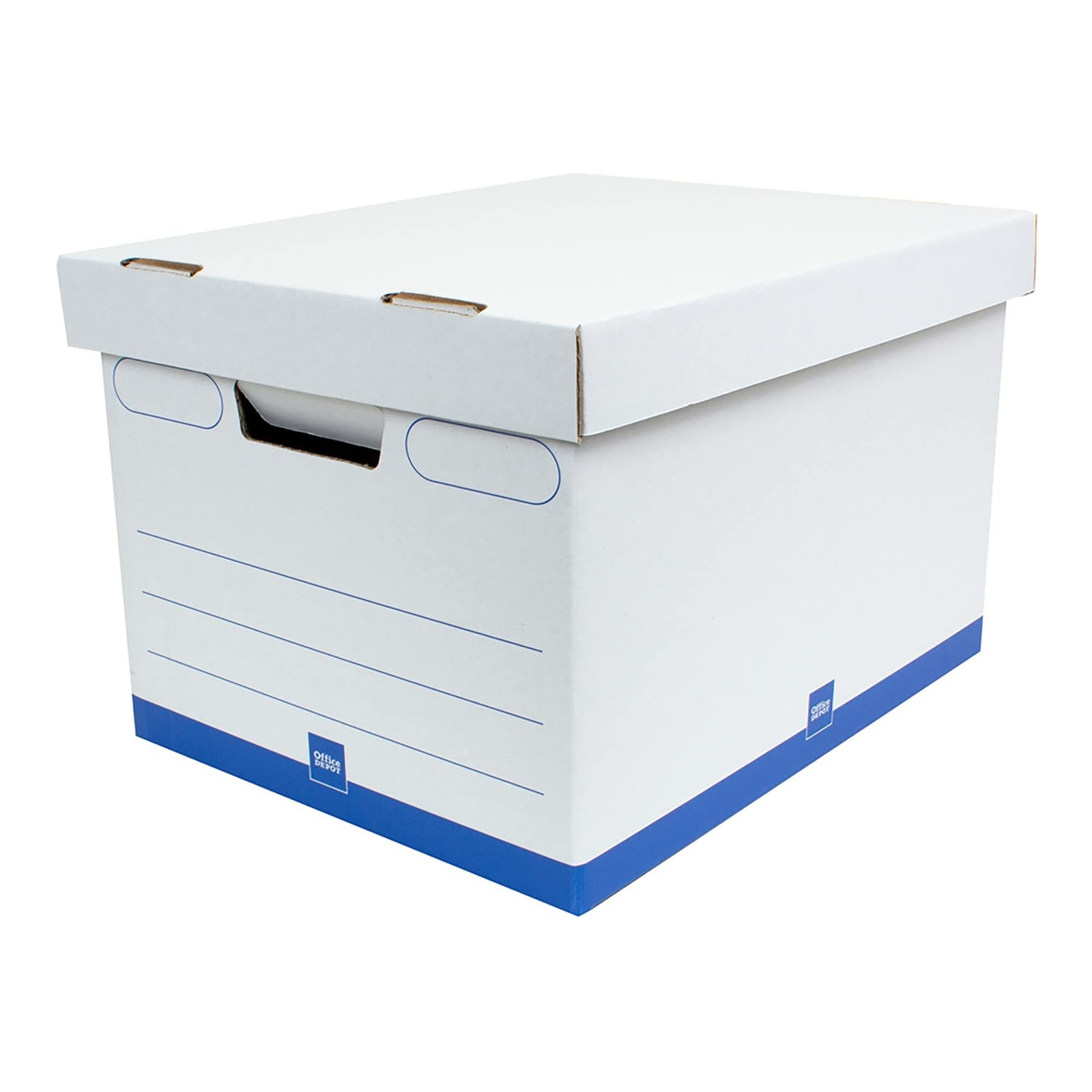 Office Depot® Brand Medium-Duty Storage Boxes, Letter/Legal True, White; Blue