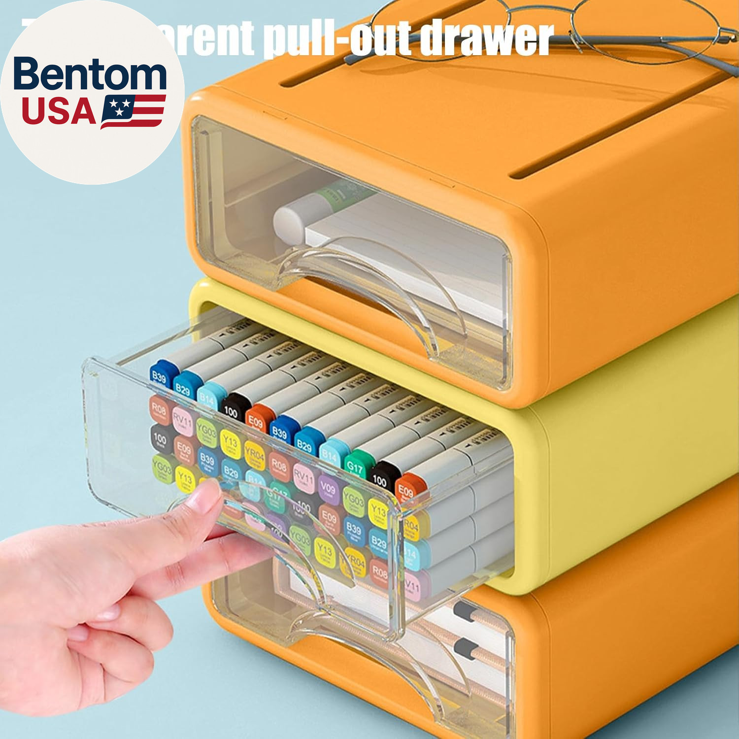 Desk Organizer with Drawers, Stackable Storage Drawers with Compartments Desktop