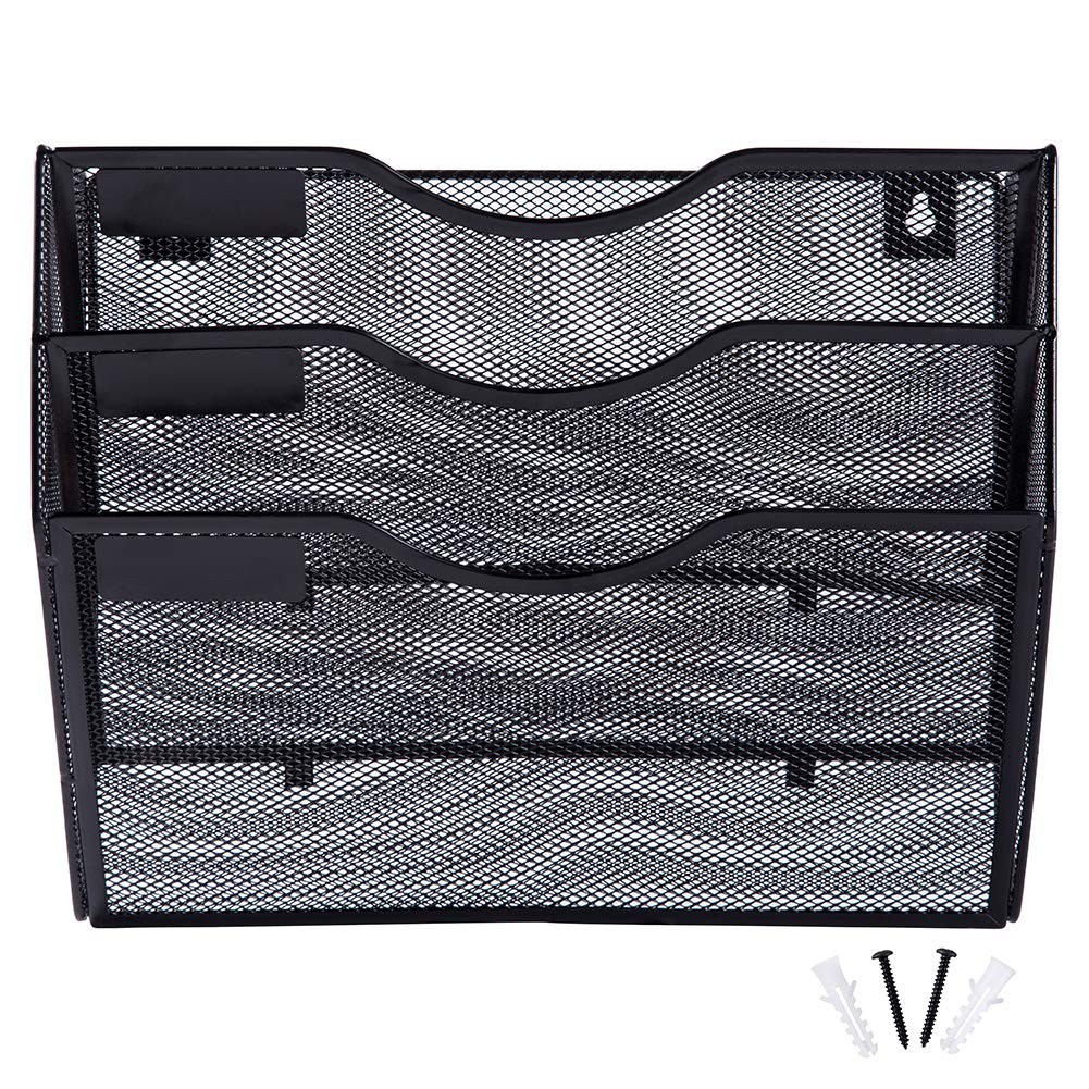 Easepres 3 Pocket Mesh Hanging Wall File Organizer Wall Mounted Mail Paper