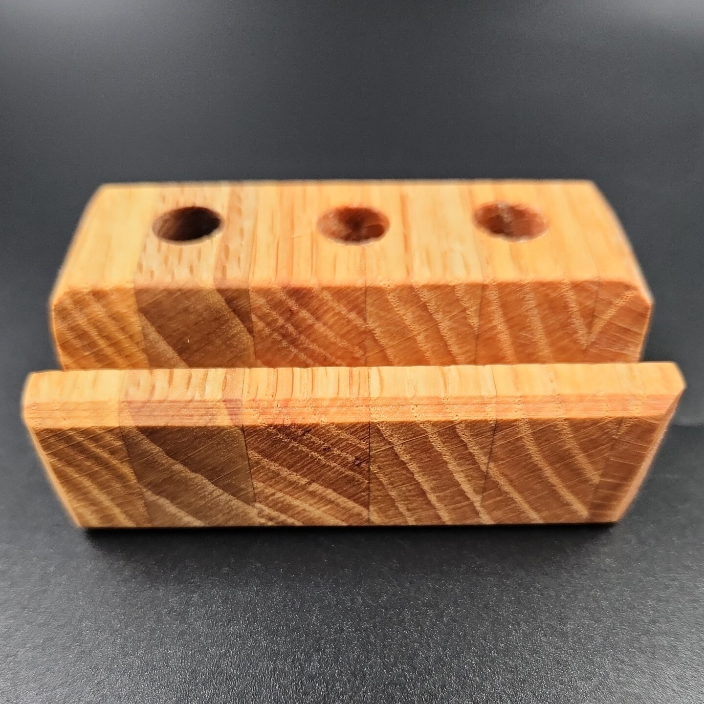 Desk Organizer Business Card Holder and Pen Stand Handmade Office Gift Oak Wood