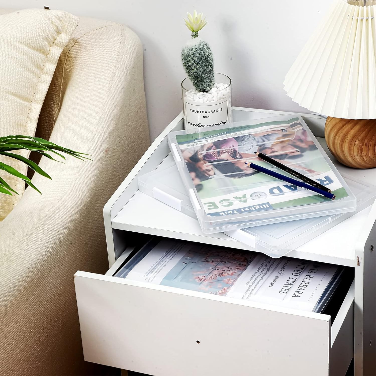 4 Pcs Magazine Protector A4 File Paper Storage Box Clear Portable Transparent