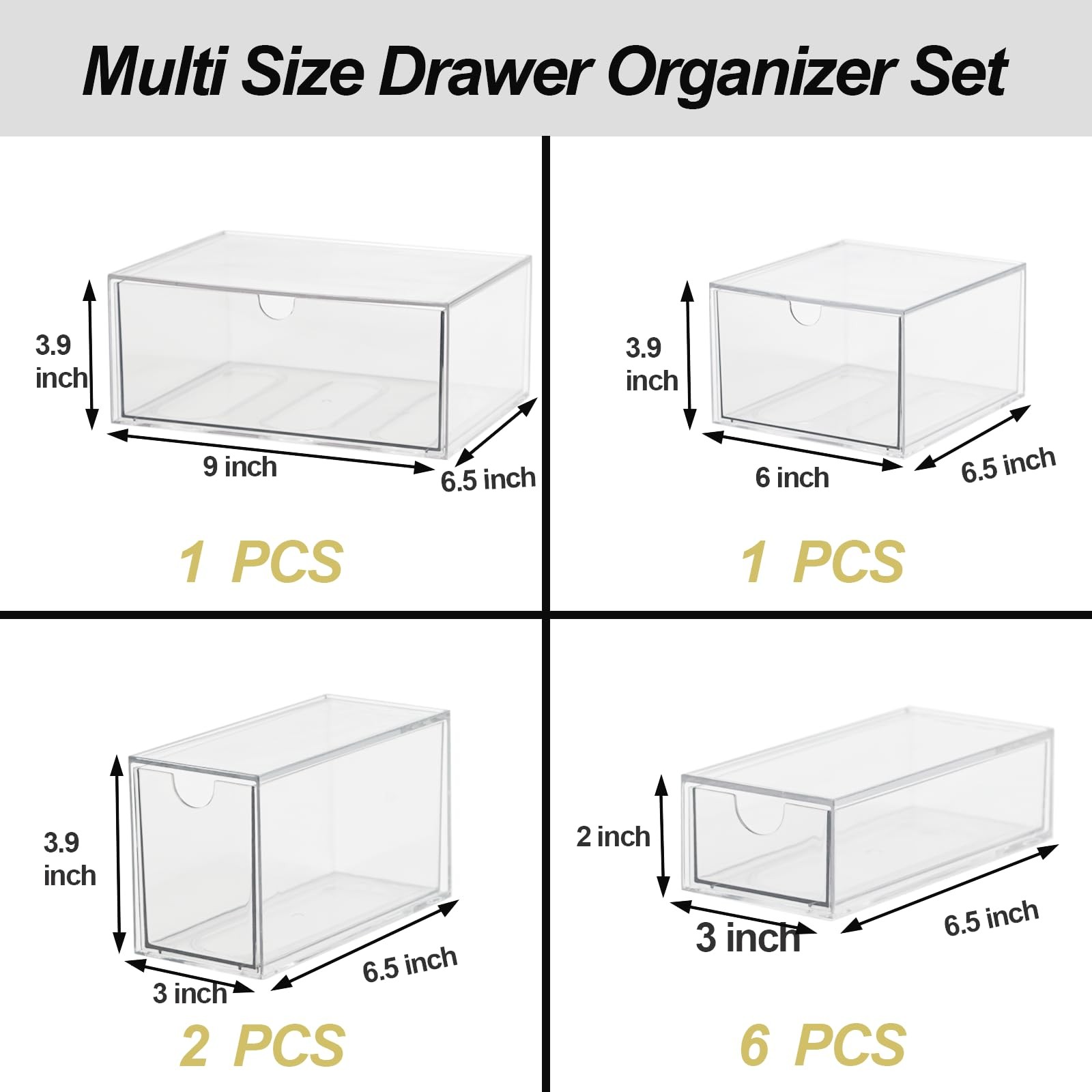 Acrylic Makeup Organizer, 10 Drawers Clear 15.5 x 8 x 7 Inches, Transparent