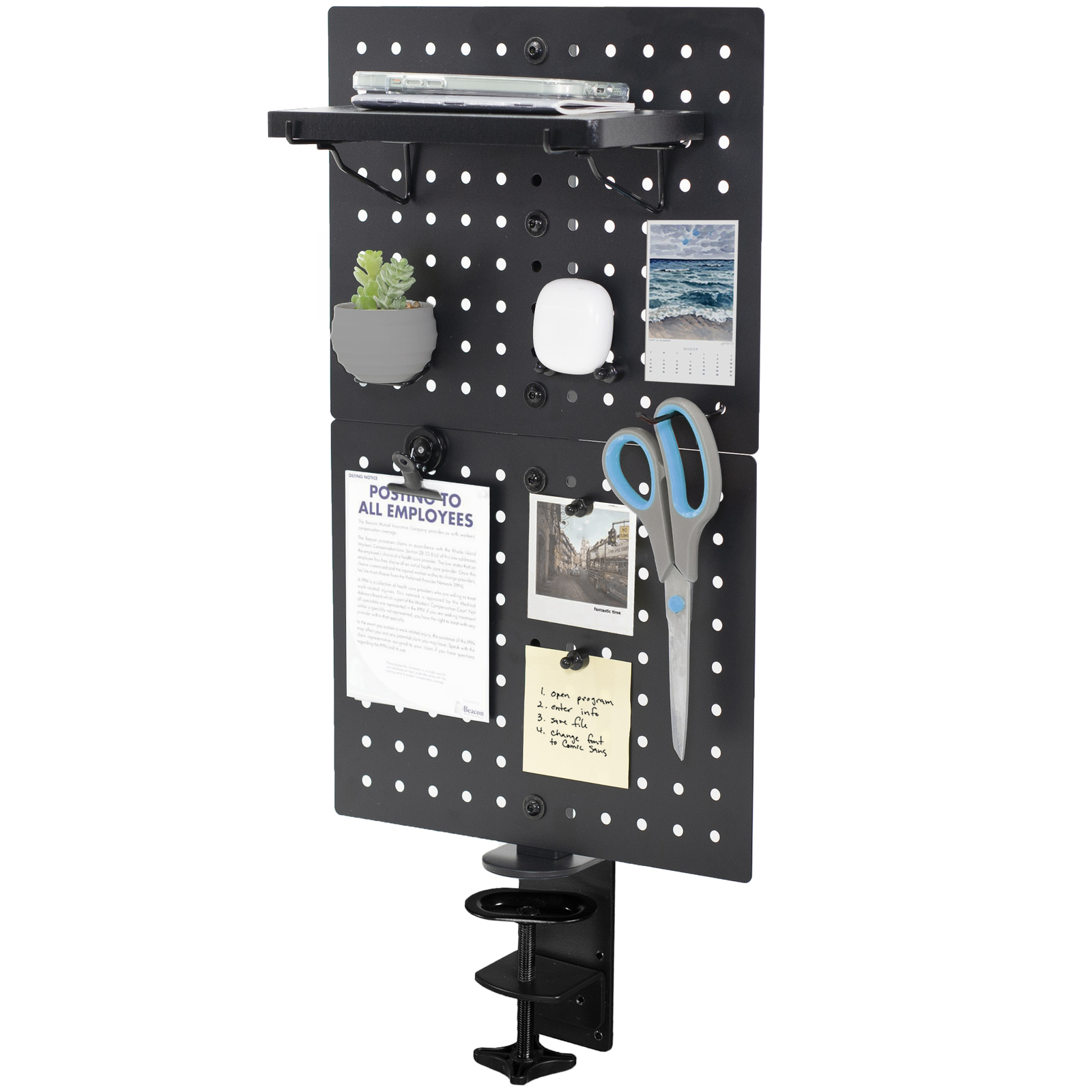 VIVO Steel Clamp-on 12″ x 20″ Desktop Pegboard, Magnetic Privacy Panel
